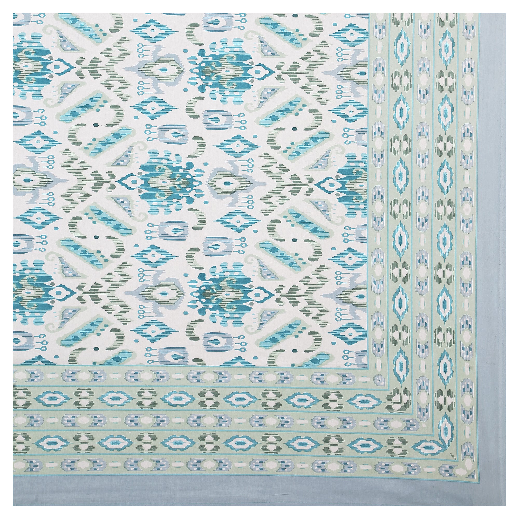 Eklavya Ikat Collection 95x108 Double Bedsheet with Geometric Ikat Patterns & Matching Pillow Covers