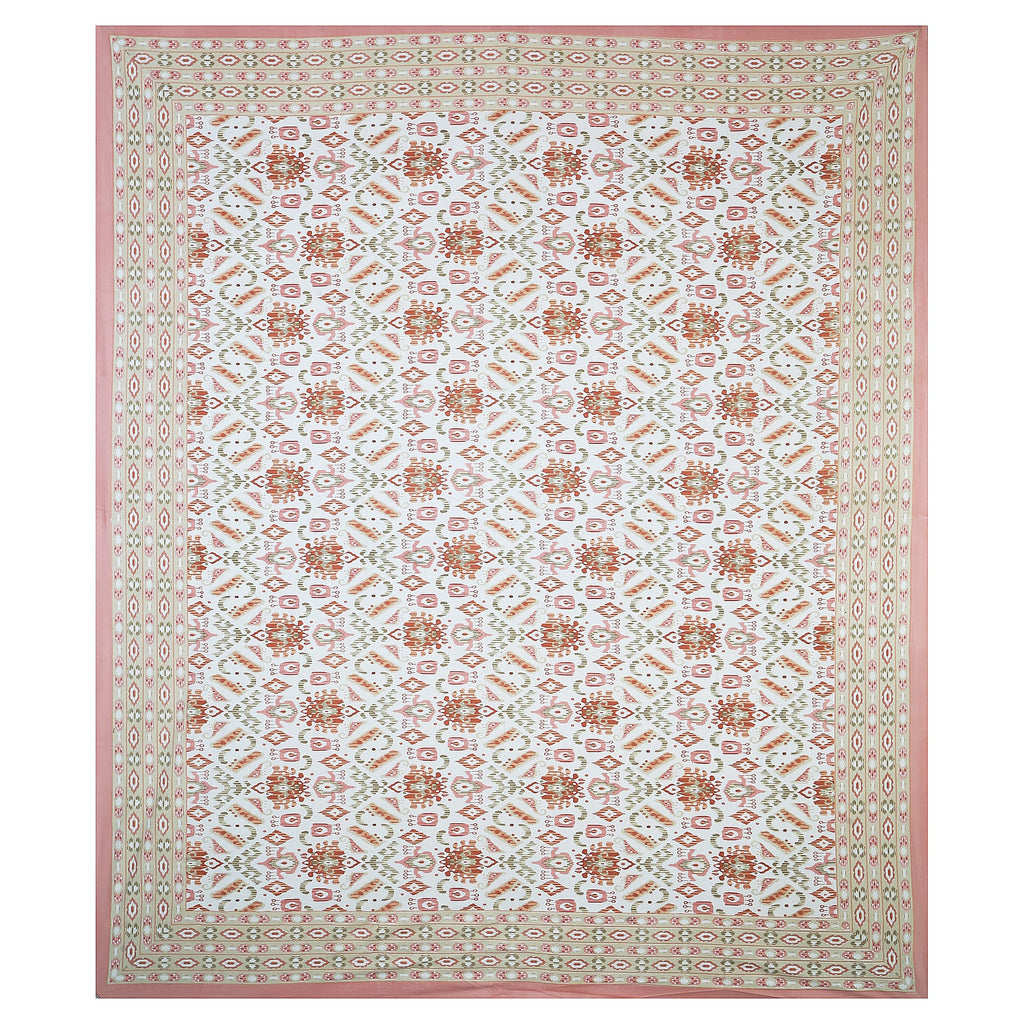 Eklavya Ikat Collection 95x108 Double Bedsheet with Geometric Ikat Patterns & Matching Pillow Covers