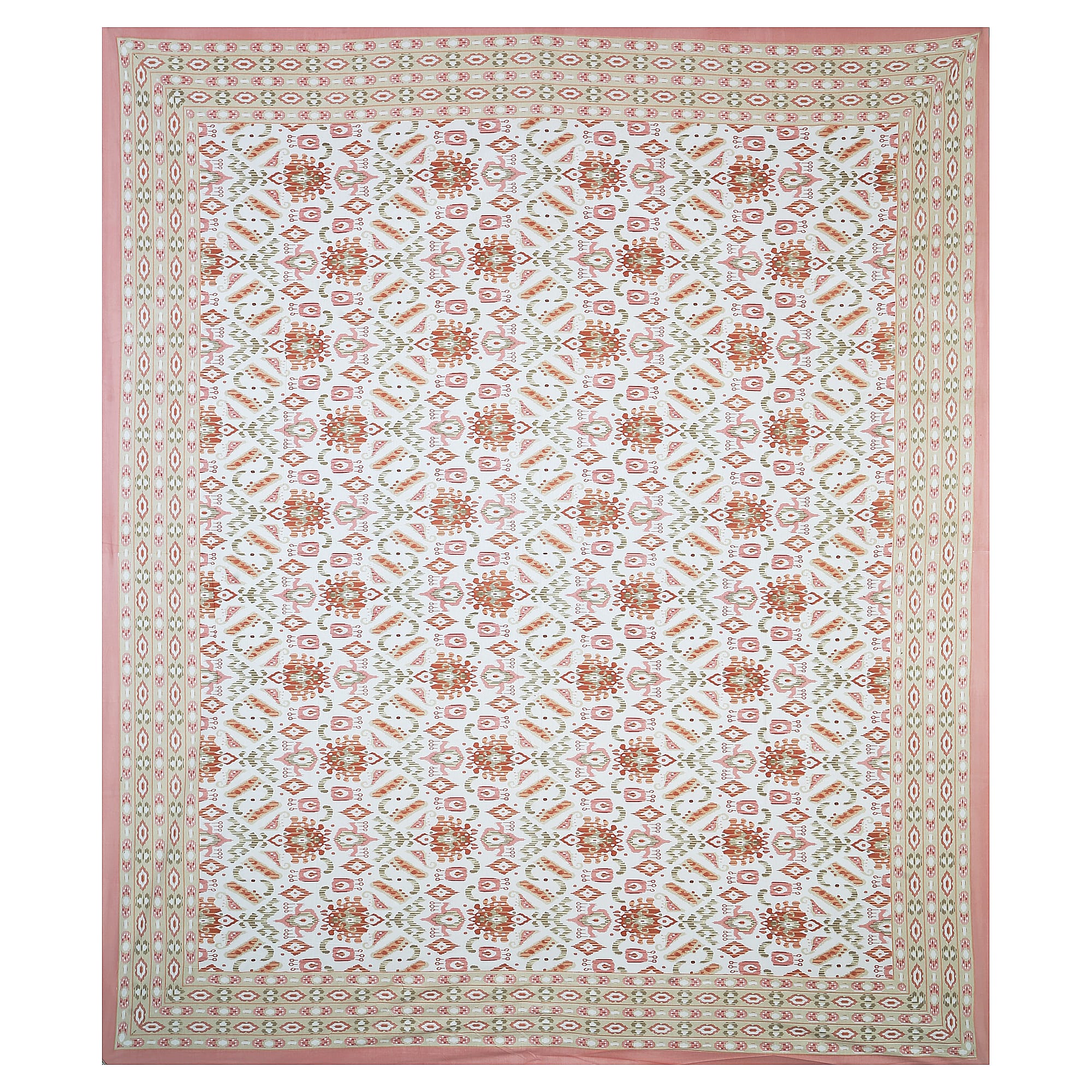 Eklavya Ikat Collection 95x108 Double Bedsheet with Geometric Ikat Patterns & Matching Pillow Covers