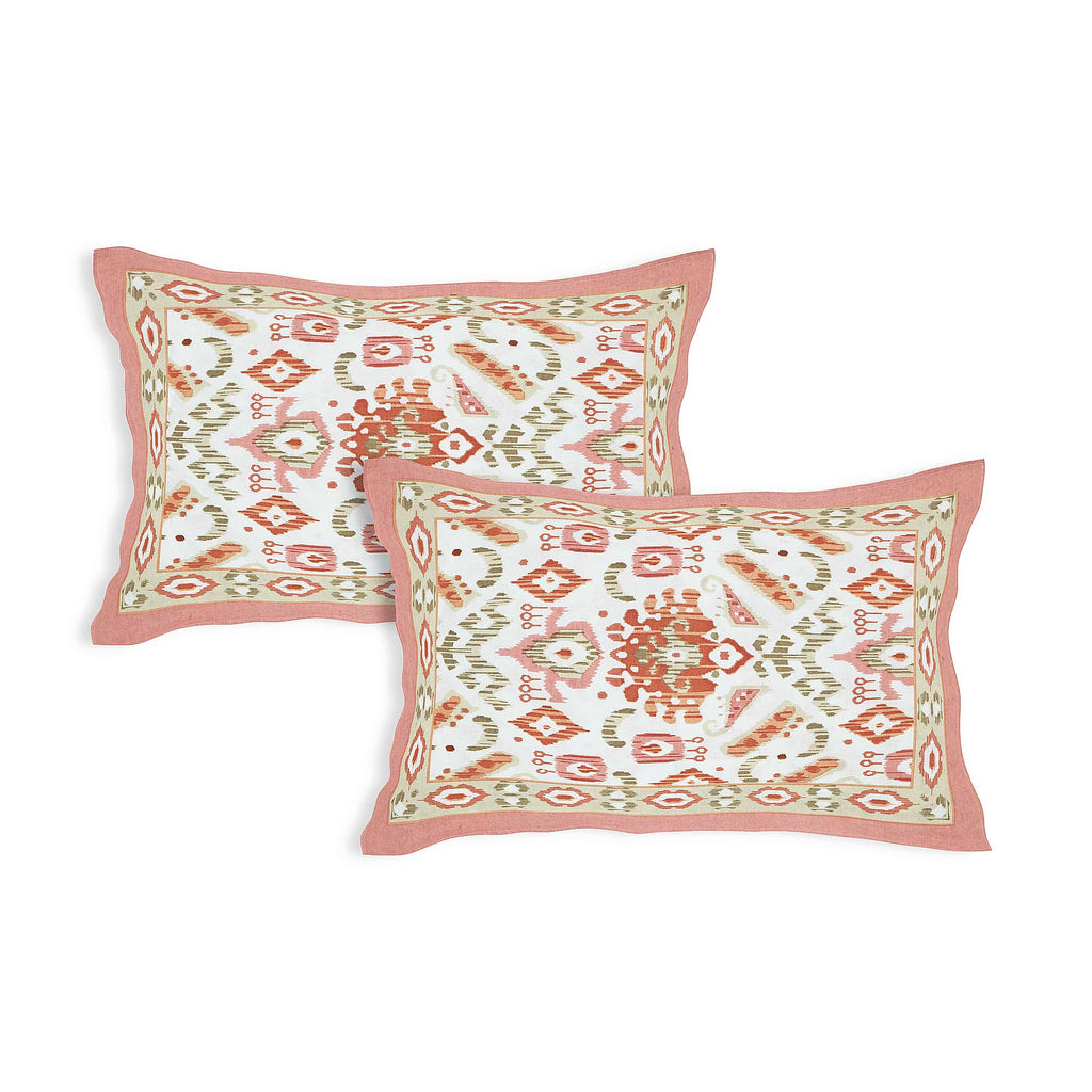 Eklavya Ikat Collection 95x108 Double Bedsheet with Geometric Ikat Patterns & Matching Pillow Covers