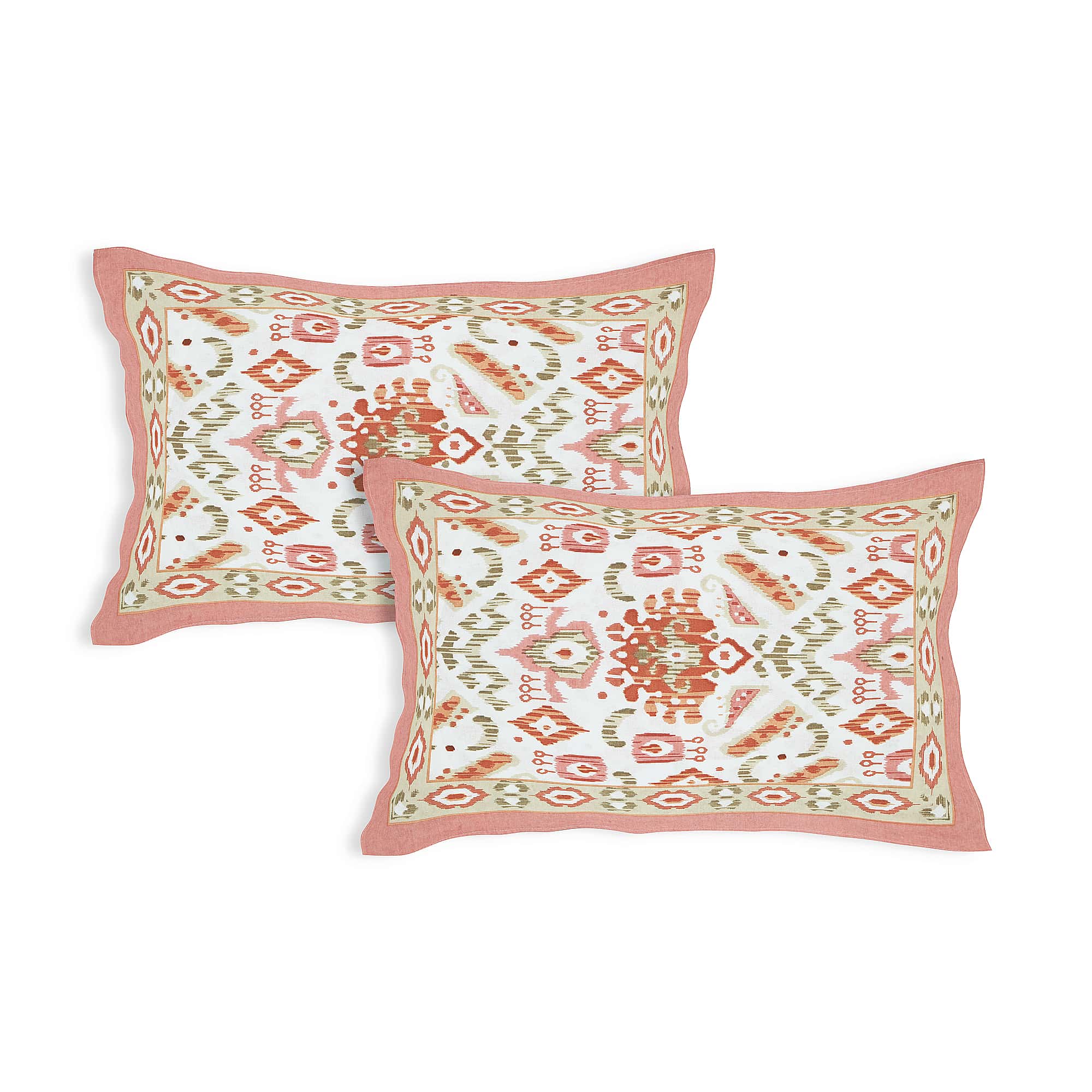 Eklavya Ikat Collection 95x108 Double Bedsheet with Geometric Ikat Patterns & Matching Pillow Covers