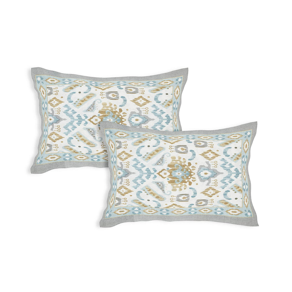 Eklavya Ikat Collection 95x108 Double Bedsheet with Geometric Ikat Patterns & Matching Pillow Covers