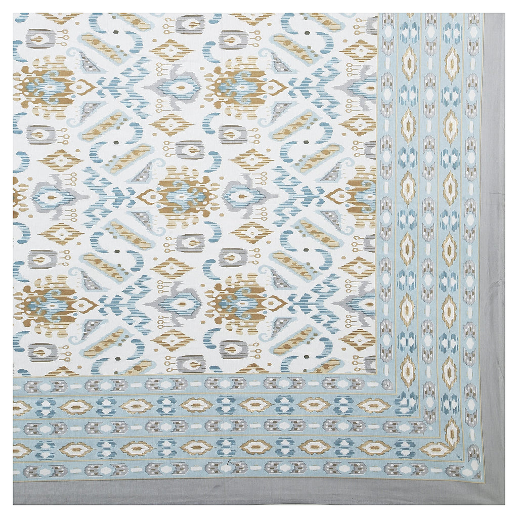 Eklavya Ikat Collection 95x108 Double Bedsheet with Geometric Ikat Patterns & Matching Pillow Covers