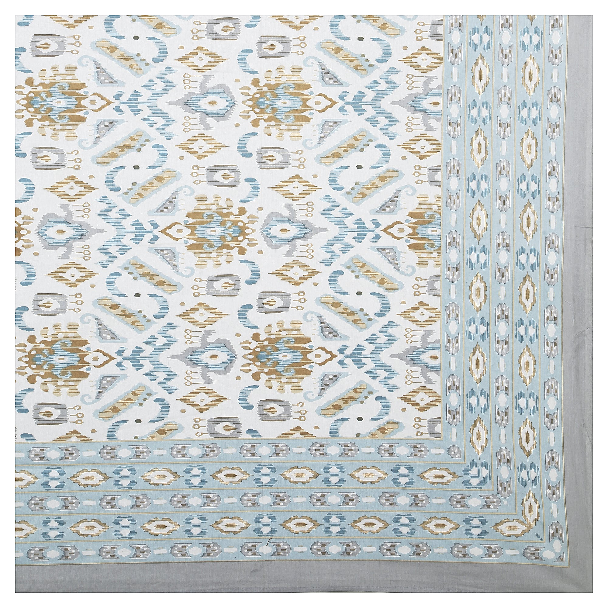 Eklavya Ikat Collection 95x108 Double Bedsheet with Geometric Ikat Patterns & Matching Pillow Covers
