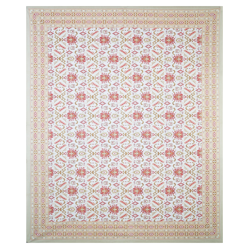 Eklavya Ikat Collection 95x108 Double Bedsheet with Geometric Ikat Patterns & Matching Pillow Covers