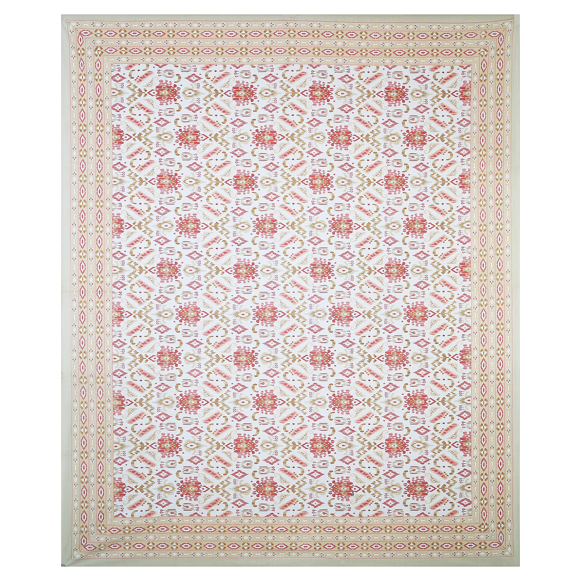 Eklavya Ikat Collection 95x108 Double Bedsheet with Geometric Ikat Patterns & Matching Pillow Covers