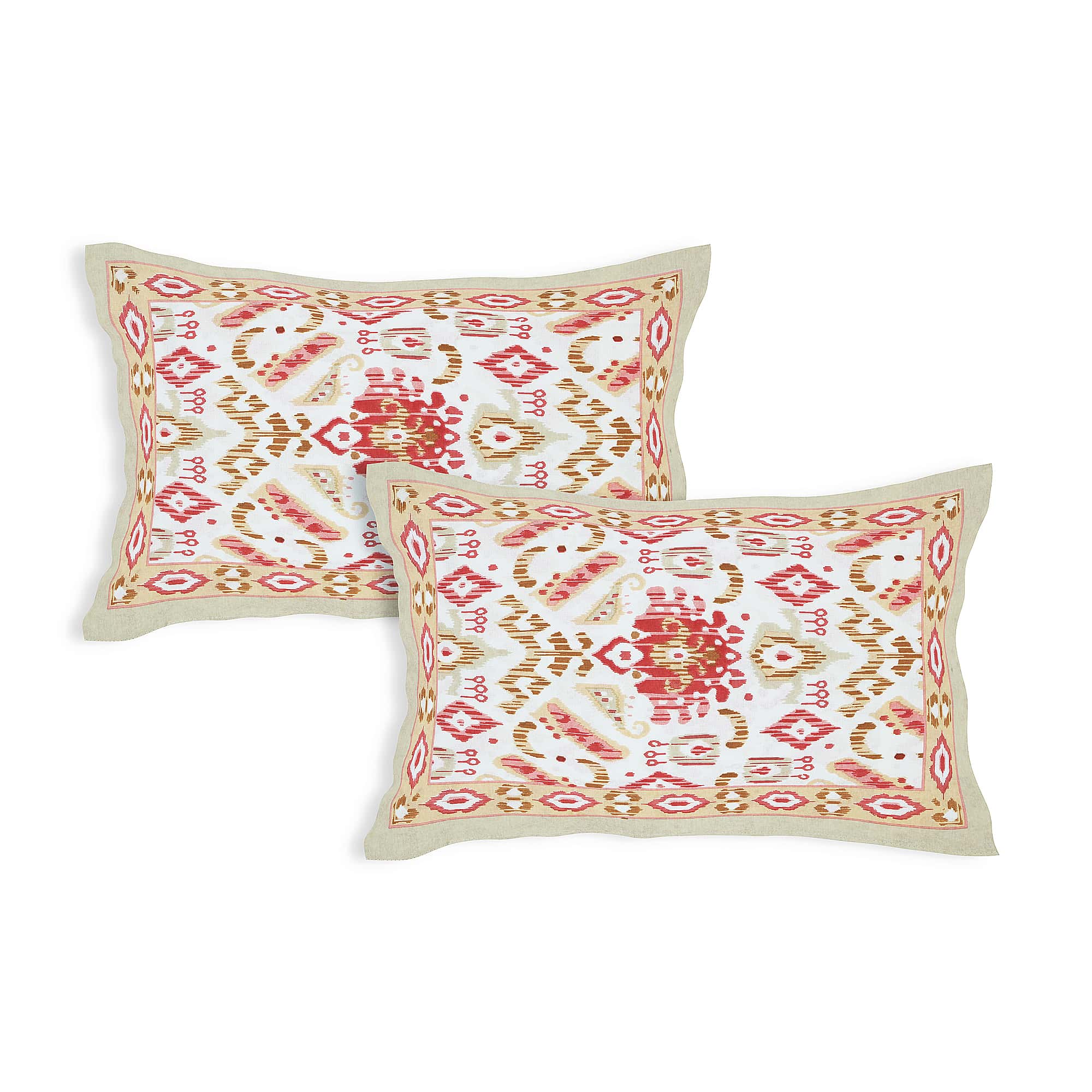 Eklavya Ikat Collection 95x108 Double Bedsheet with Geometric Ikat Patterns & Matching Pillow Covers