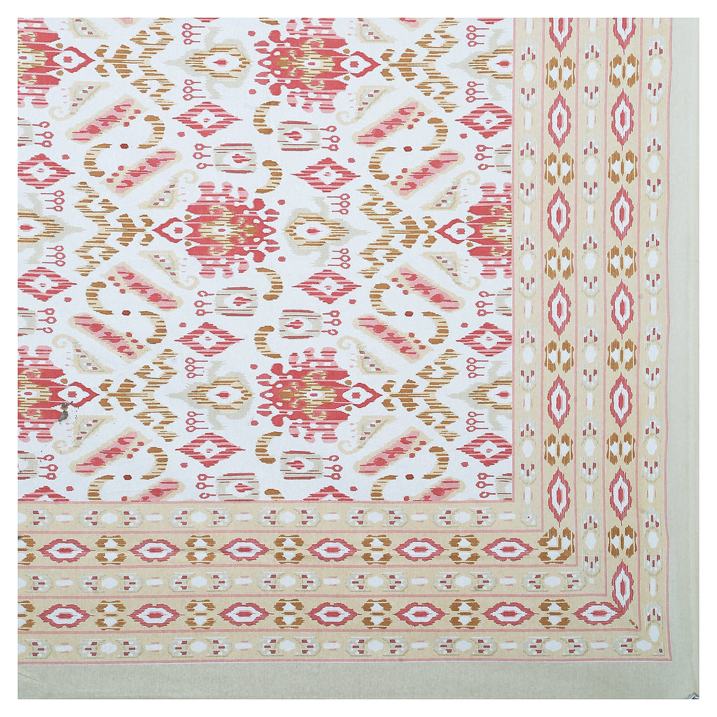 Eklavya Ikat Collection 95x108 Double Bedsheet with Geometric Ikat Patterns & Matching Pillow Covers
