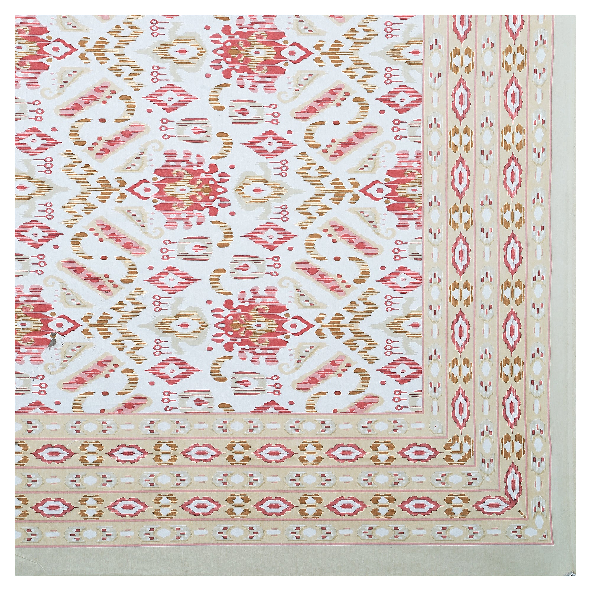 Eklavya Ikat Collection 95x108 Double Bedsheet with Geometric Ikat Patterns & Matching Pillow Covers