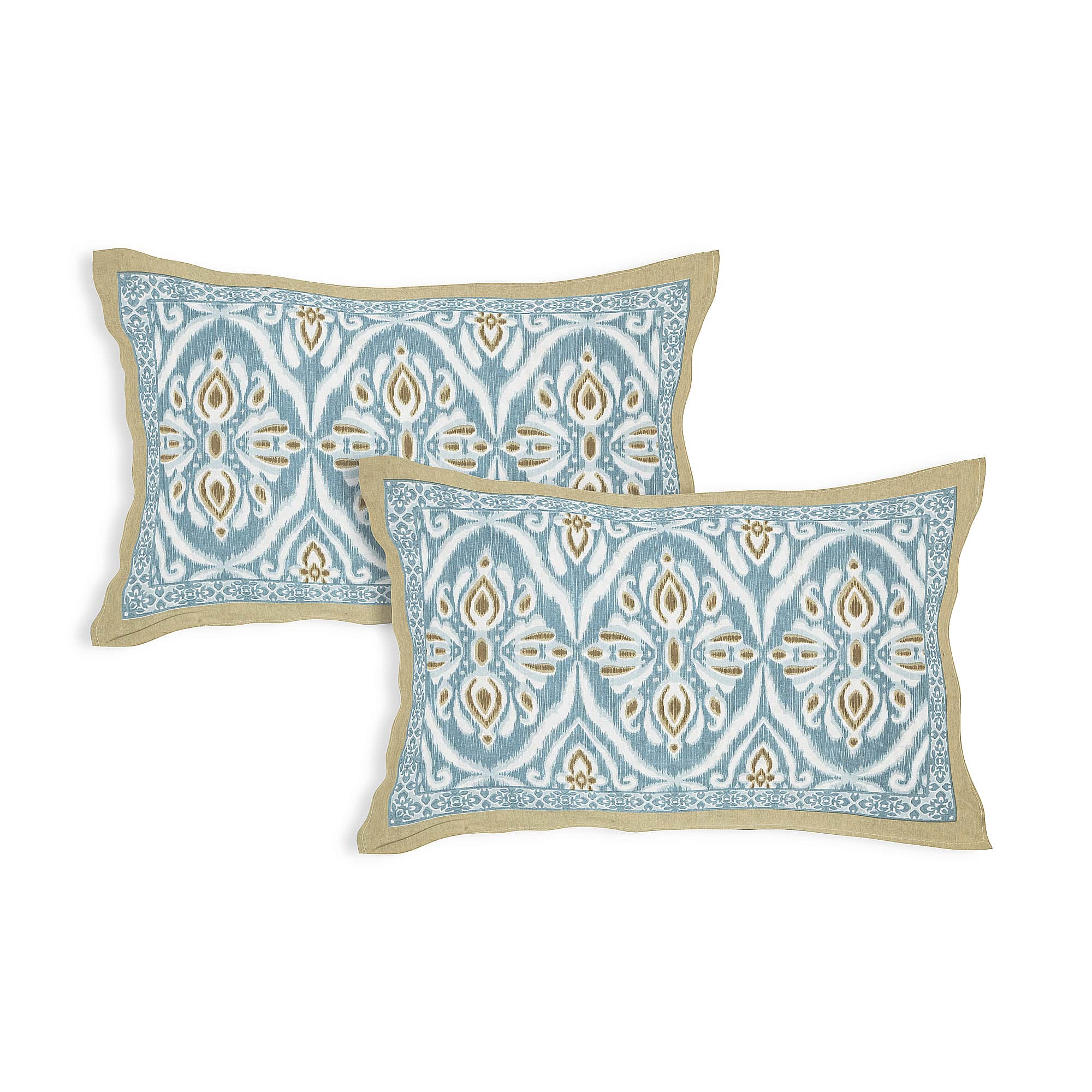 Eklavya Ikat Collection 95x108 Double Bedsheet with Classic Ikat Diamond Motifs & Matching Pillow Covers