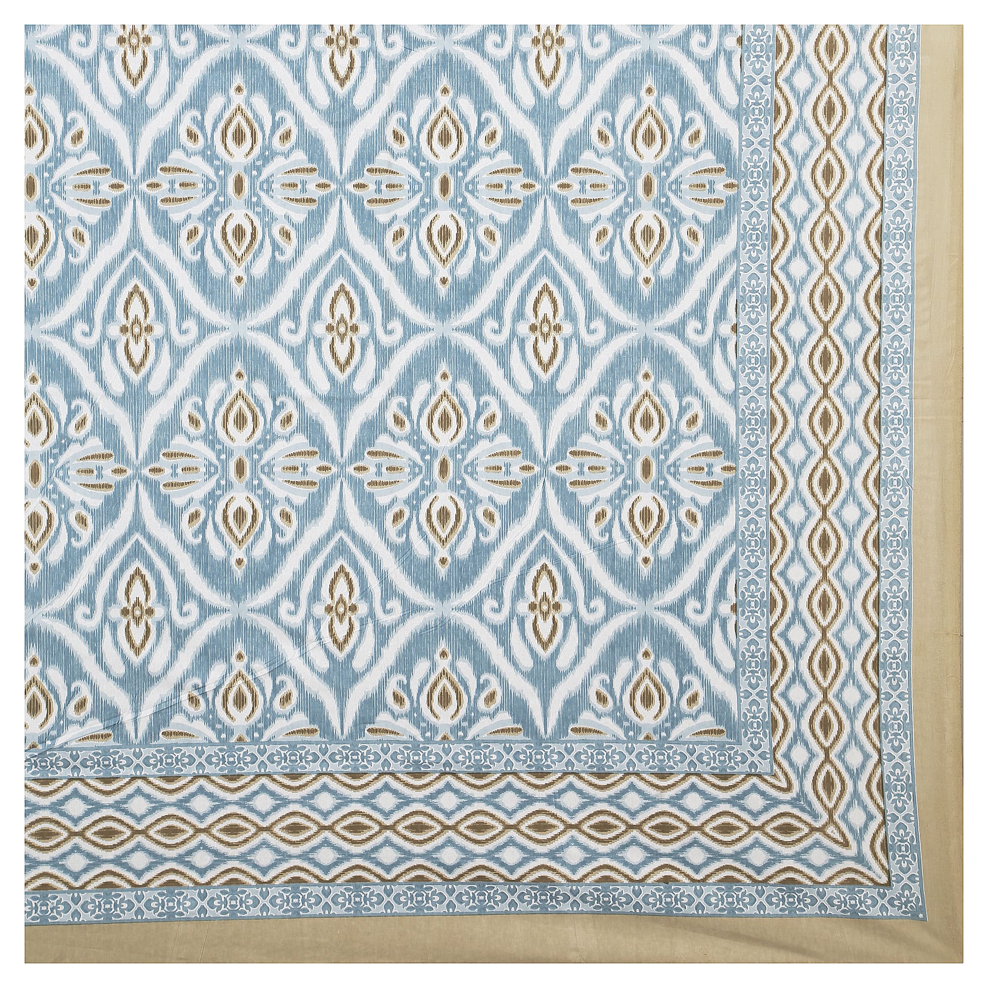Eklavya Ikat Collection 95x108 Double Bedsheet with Classic Ikat Diamond Motifs & Matching Pillow Covers