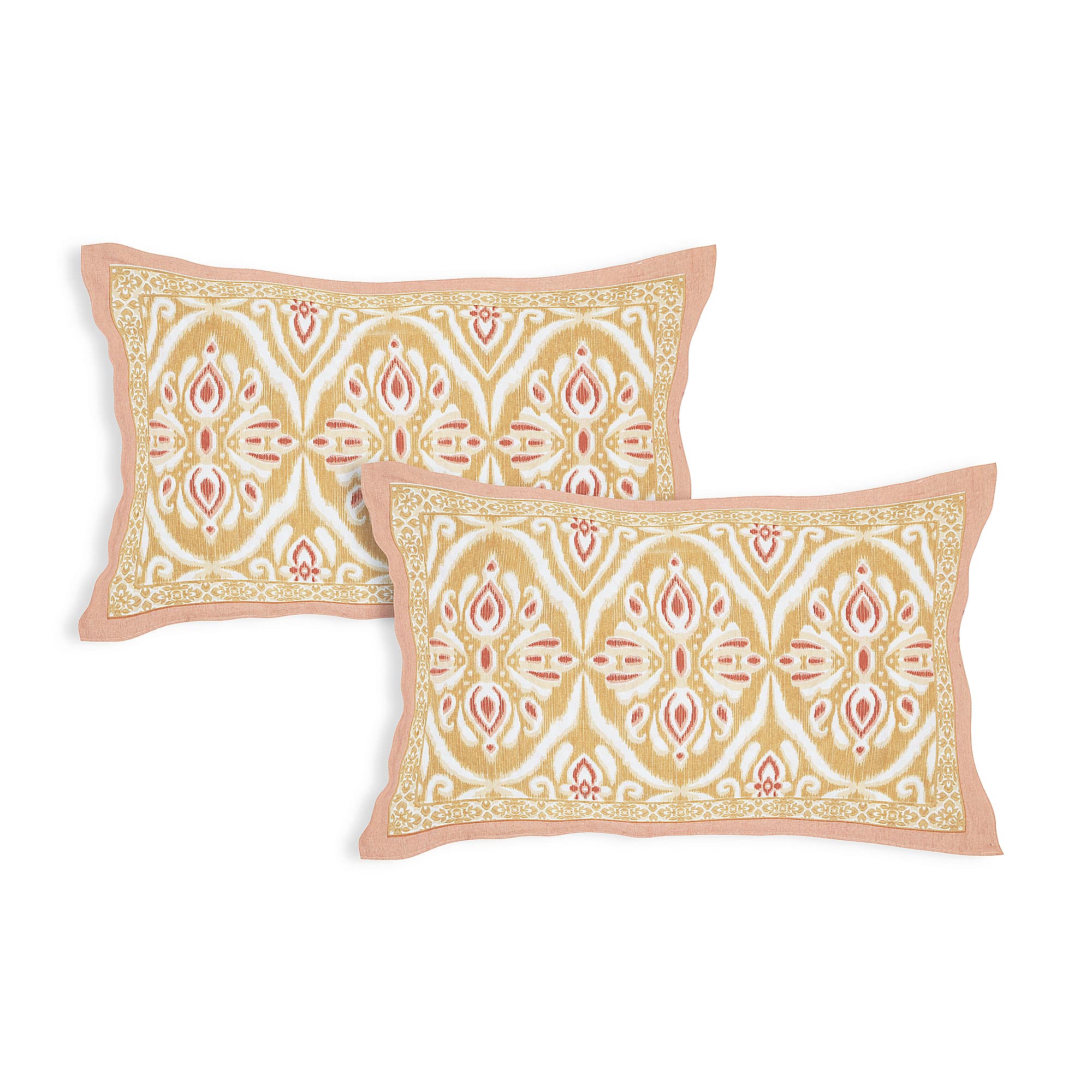 Eklavya Ikat Collection 95x108 Double Bedsheet with Classic Ikat Diamond Motifs & Matching Pillow Covers