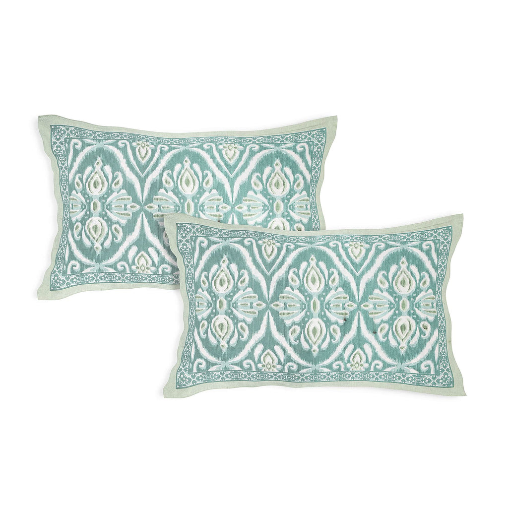 Eklavya Ikat Collection 95x108 Double Bedsheet with Classic Ikat Diamond Motifs & Matching Pillow Covers