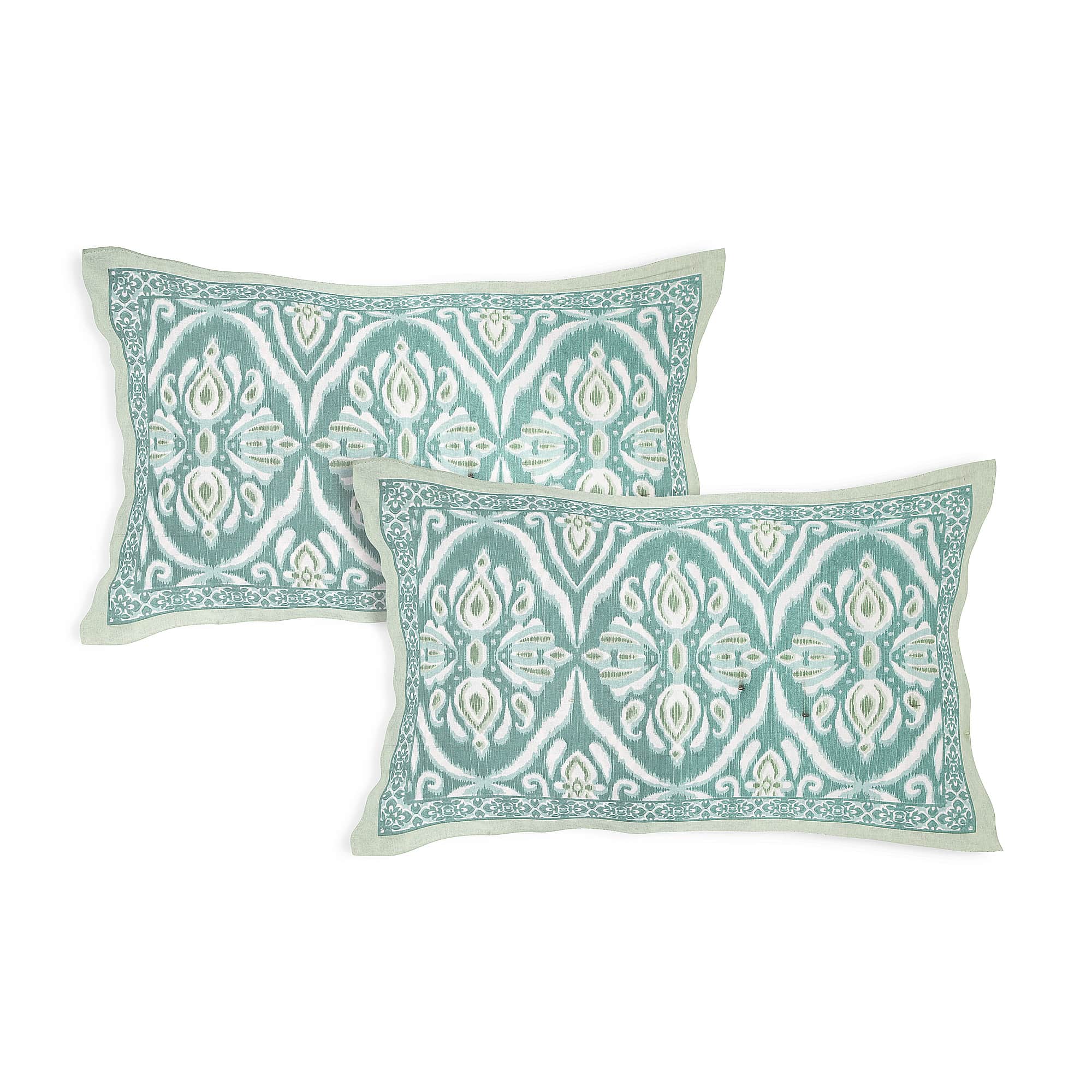 Eklavya Ikat Collection 95x108 Double Bedsheet with Classic Ikat Diamond Motifs & Matching Pillow Covers