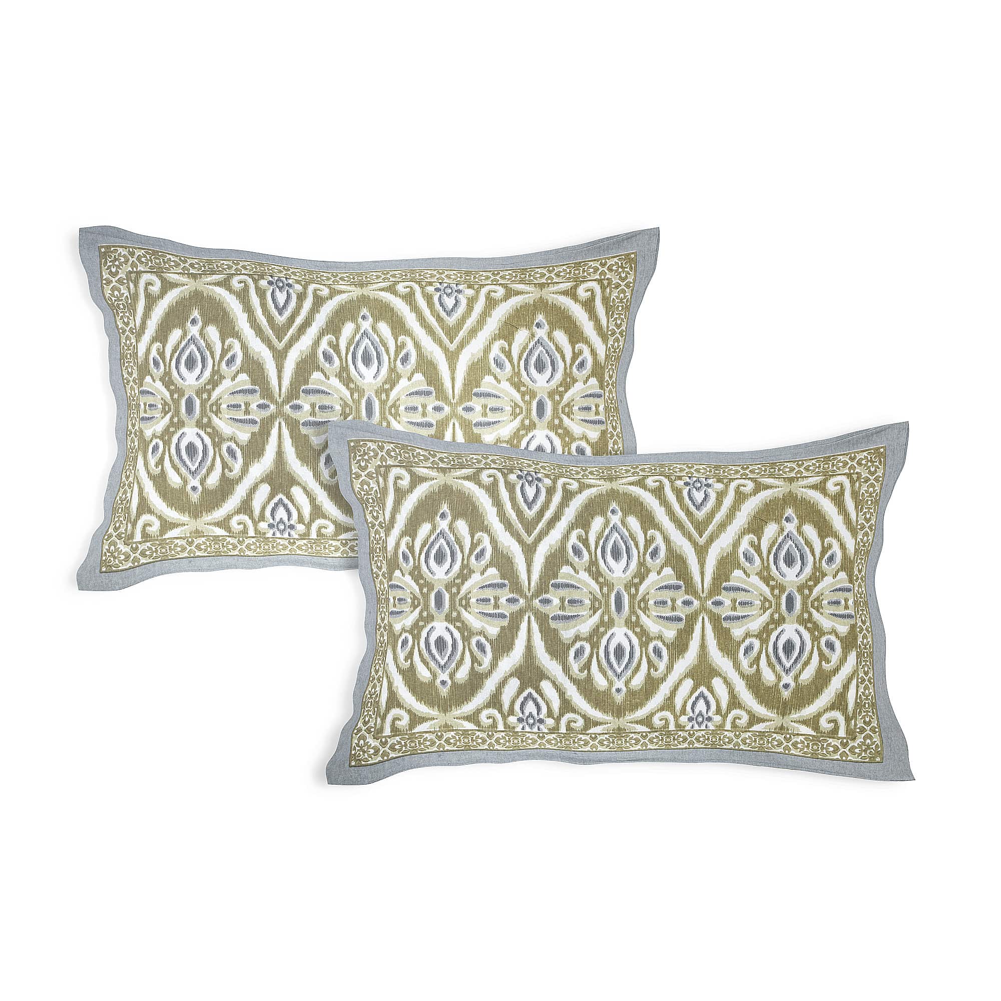 Eklavya Ikat Collection 95x108 Double Bedsheet with Classic Ikat Diamond Motifs & Matching Pillow Covers