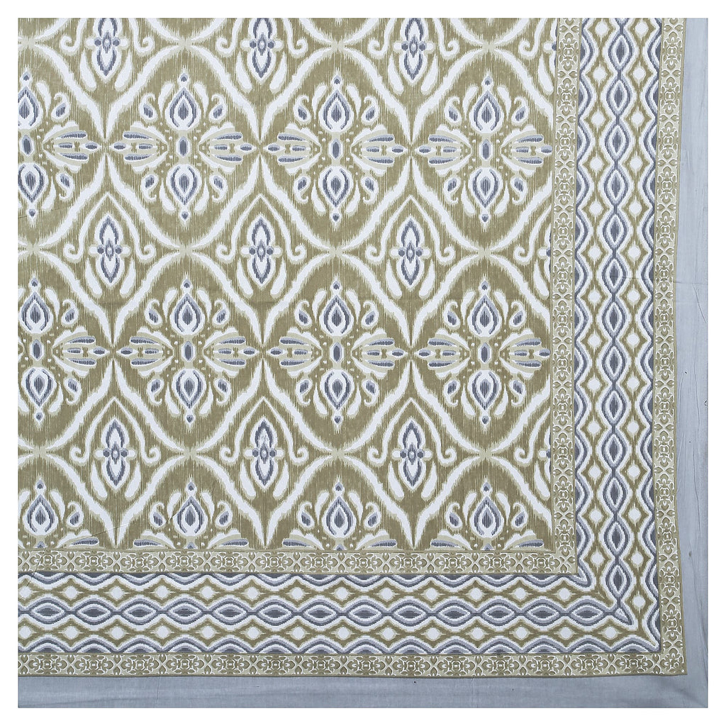 Eklavya Ikat Collection 95x108 Double Bedsheet with Classic Ikat Diamond Motifs & Matching Pillow Covers