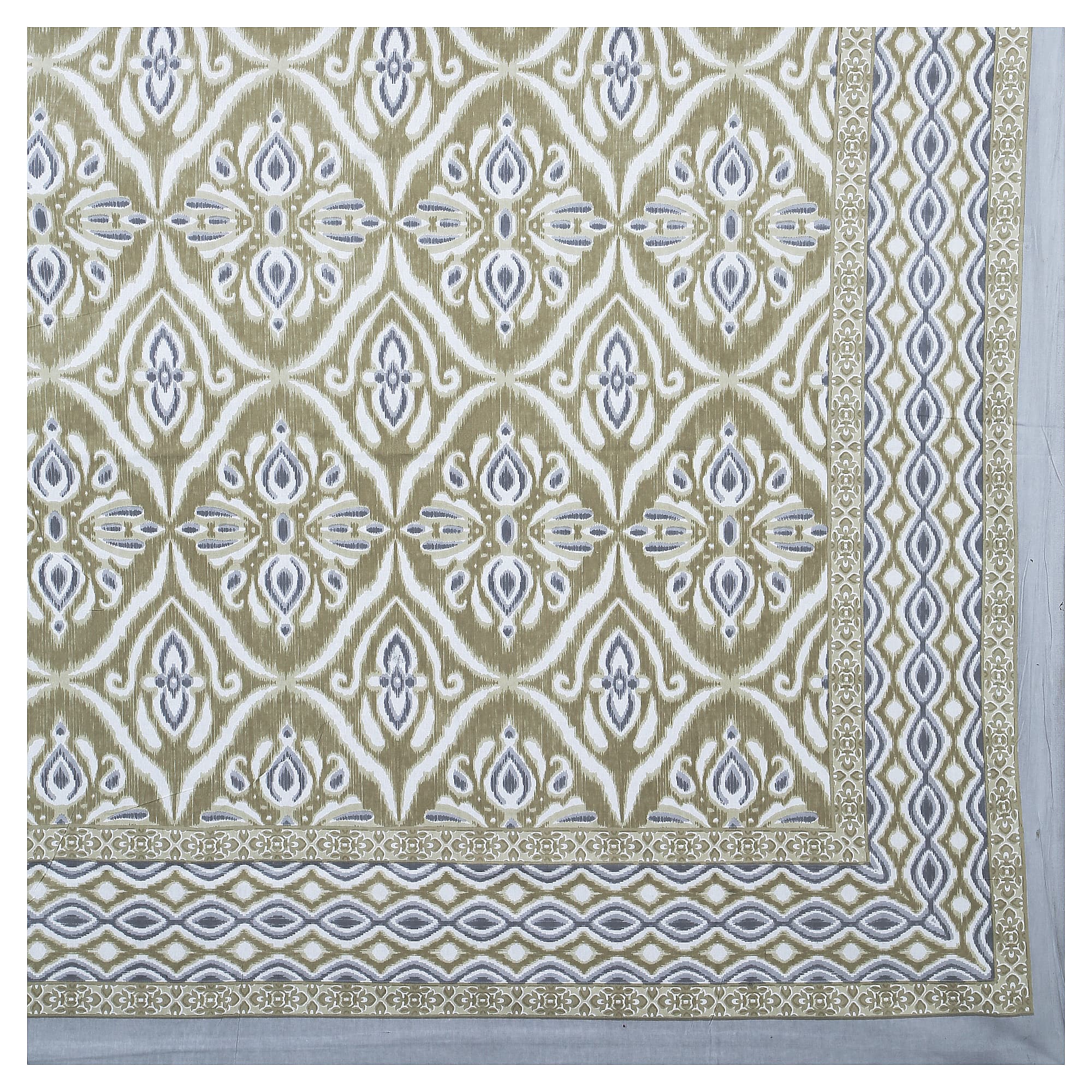 Eklavya Ikat Collection 95x108 Double Bedsheet with Classic Ikat Diamond Motifs & Matching Pillow Covers