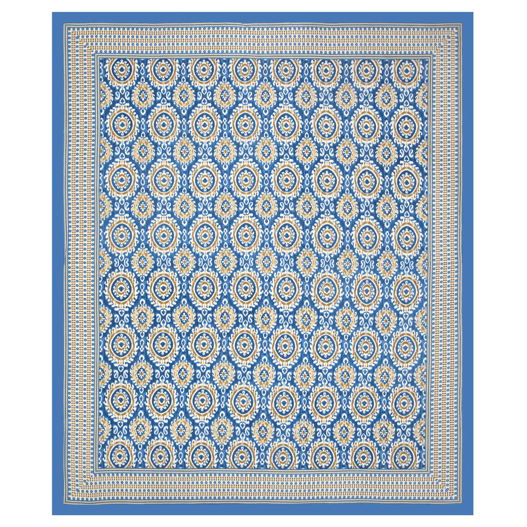 Eklavya Ikat Collection 95x108 Double Bedsheet with Traditional Circular Ikat Motifs & Matching Pillow Covers