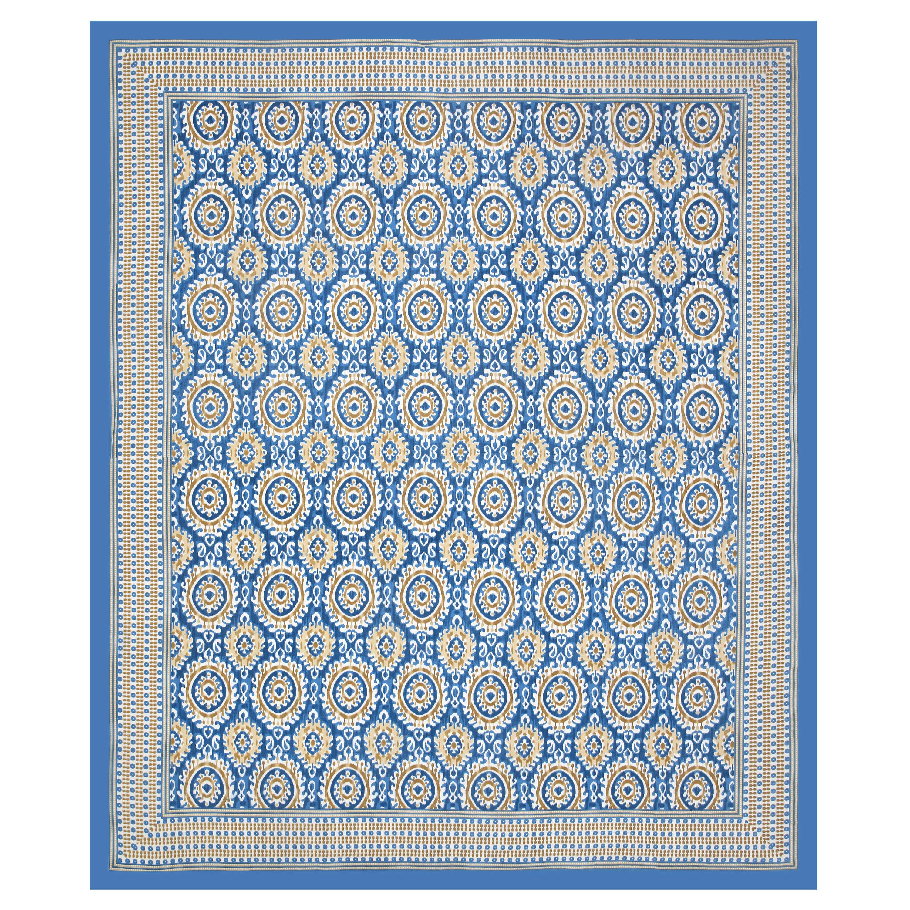 Eklavya Ikat Collection 95x108 Double Bedsheet with Traditional Circular Ikat Motifs & Matching Pillow Covers