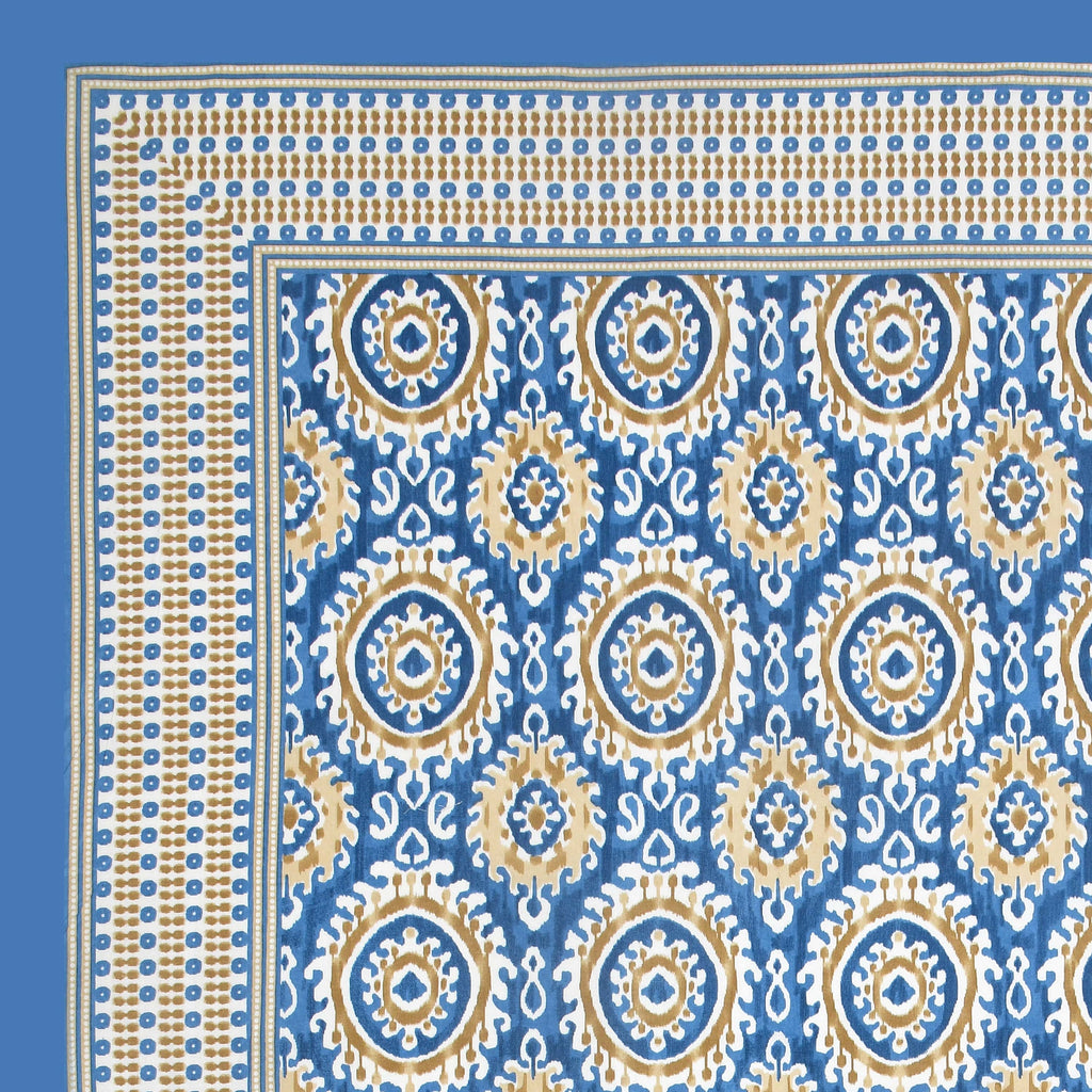 Eklavya Ikat Collection 95x108 Double Bedsheet with Traditional Circular Ikat Motifs & Matching Pillow Covers