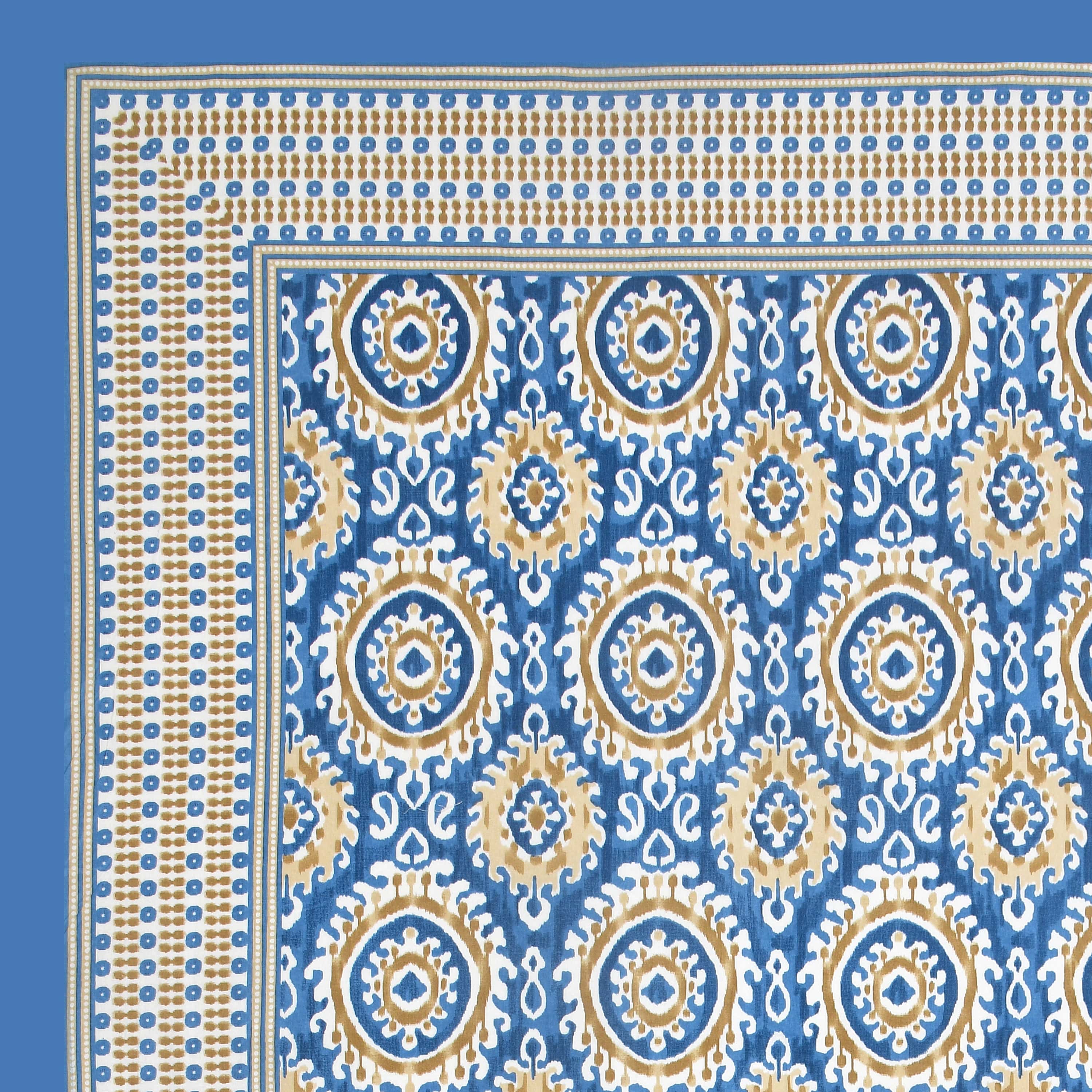 Eklavya Ikat Collection 95x108 Double Bedsheet with Traditional Circular Ikat Motifs & Matching Pillow Covers