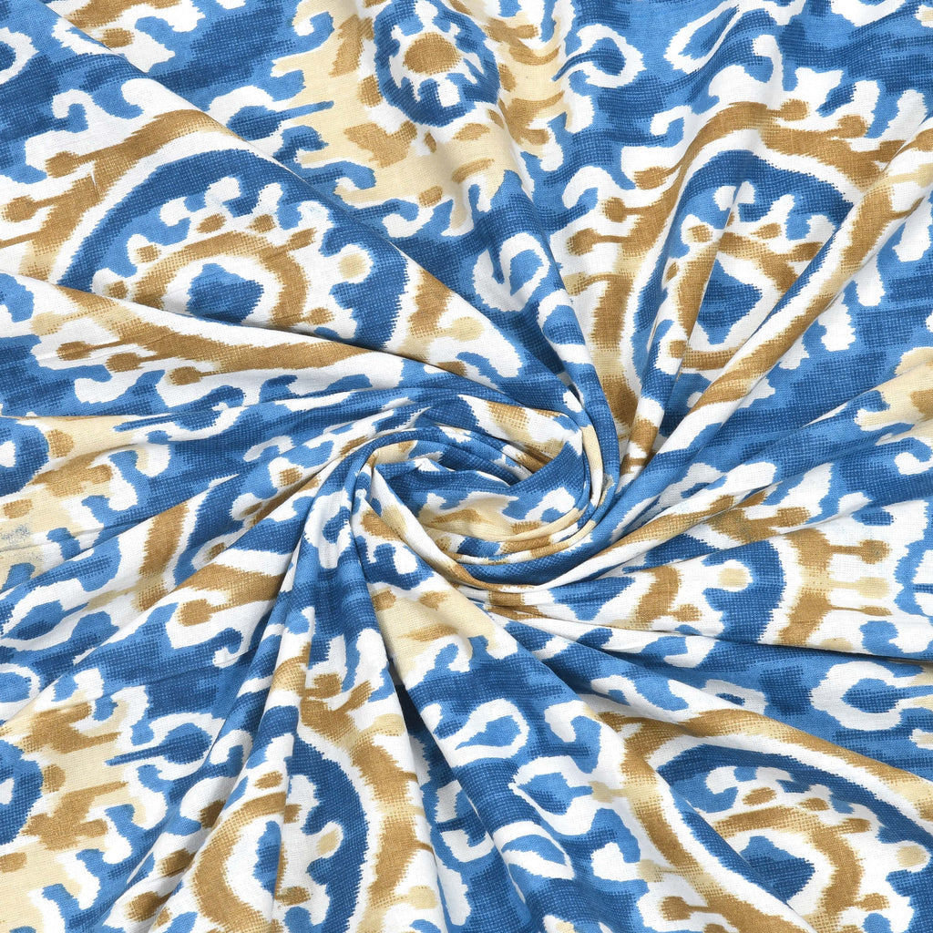 Eklavya Ikat Collection 95x108 Double Bedsheet with Traditional Circular Ikat Motifs & Matching Pillow Covers