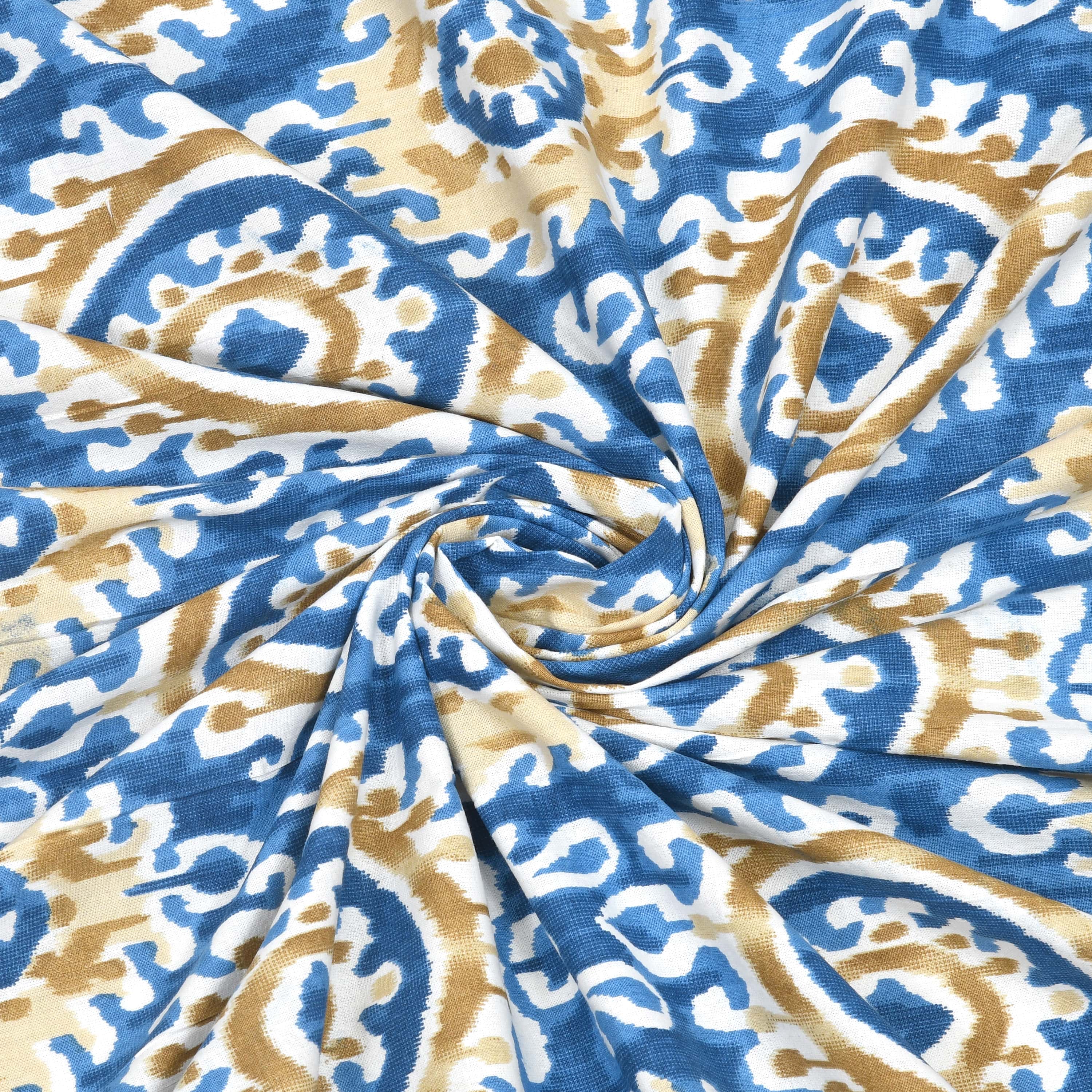 Eklavya Ikat Collection 95x108 Double Bedsheet with Traditional Circular Ikat Motifs & Matching Pillow Covers