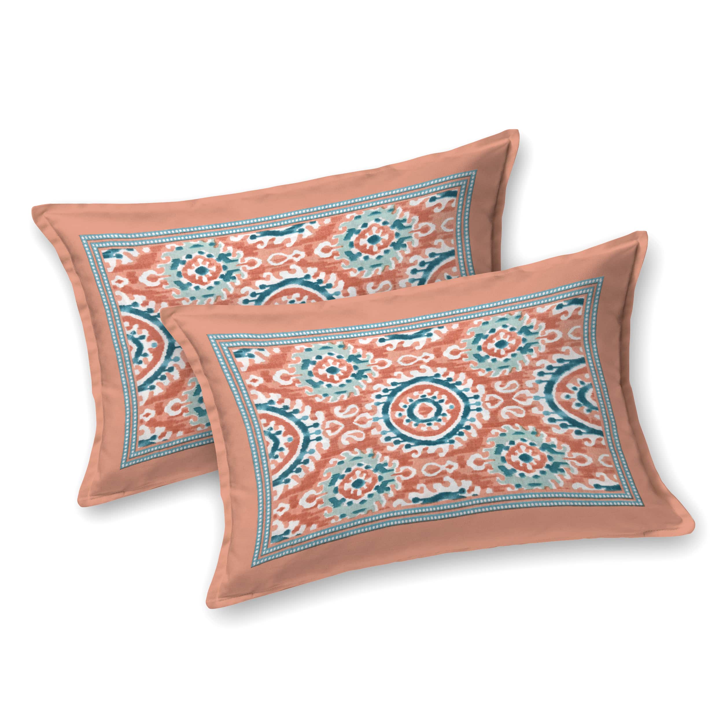 Eklavya Ikat Collection 95x108 Double Bedsheet with Traditional Circular Ikat Motifs & Matching Pillow Covers