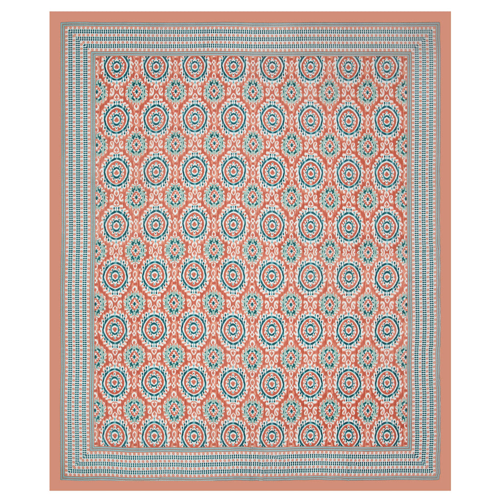 Eklavya Ikat Collection 95x108 Double Bedsheet with Traditional Circular Ikat Motifs & Matching Pillow Covers