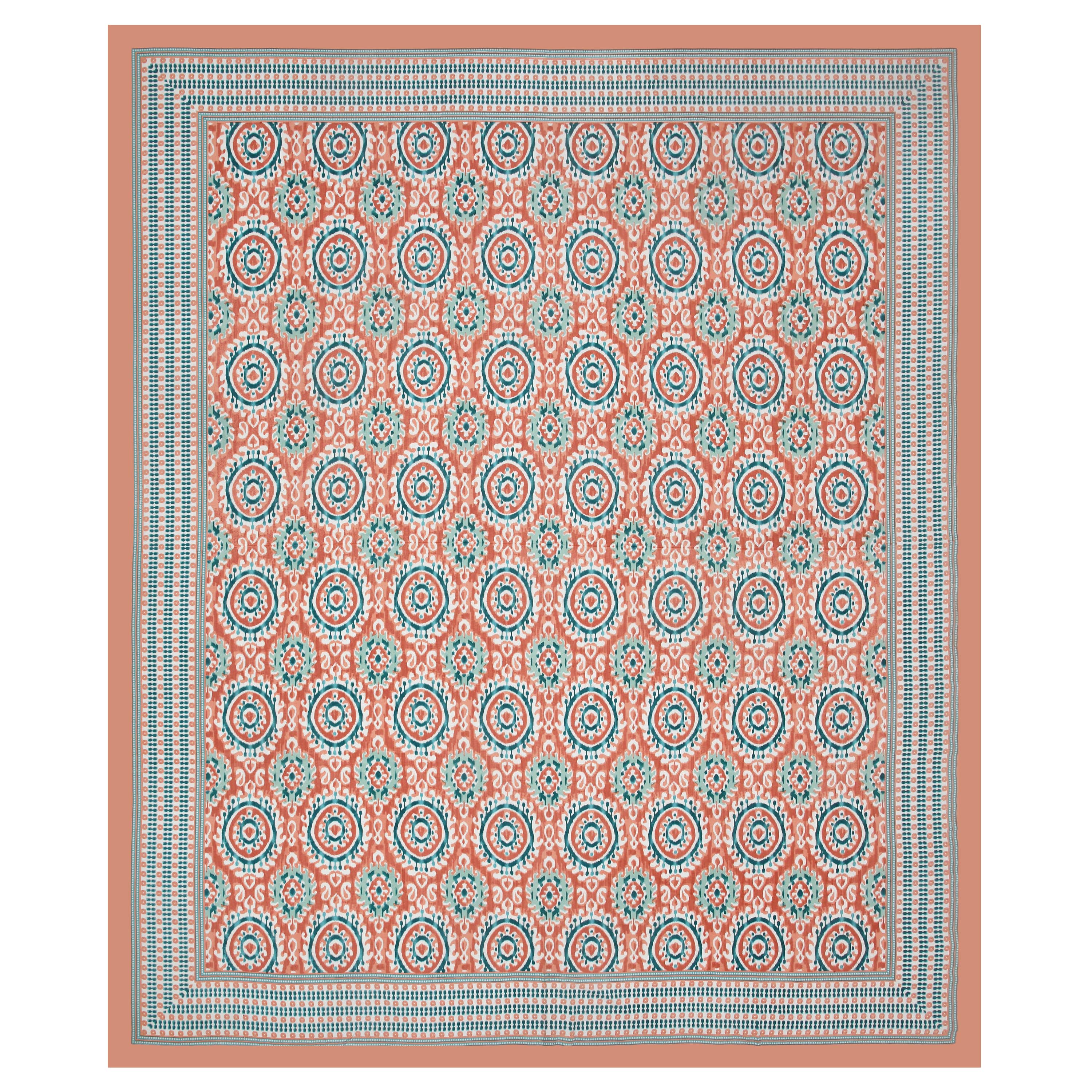 Eklavya Ikat Collection 95x108 Double Bedsheet with Traditional Circular Ikat Motifs & Matching Pillow Covers