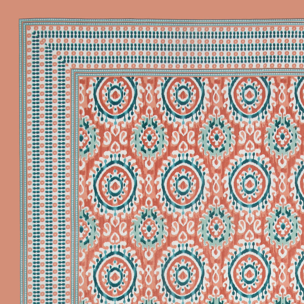 Eklavya Ikat Collection 95x108 Double Bedsheet with Traditional Circular Ikat Motifs & Matching Pillow Covers