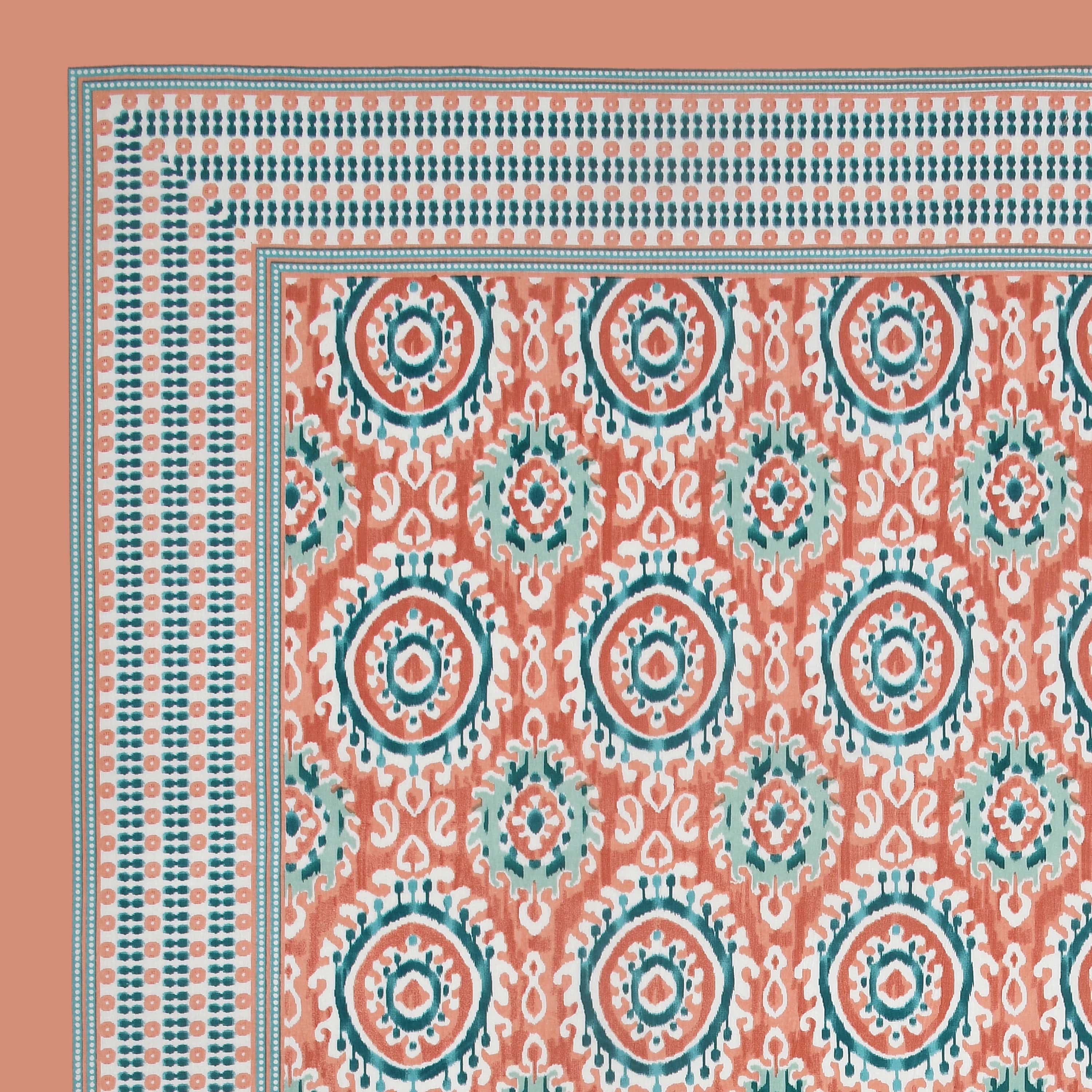 Eklavya Ikat Collection 95x108 Double Bedsheet with Traditional Circular Ikat Motifs & Matching Pillow Covers