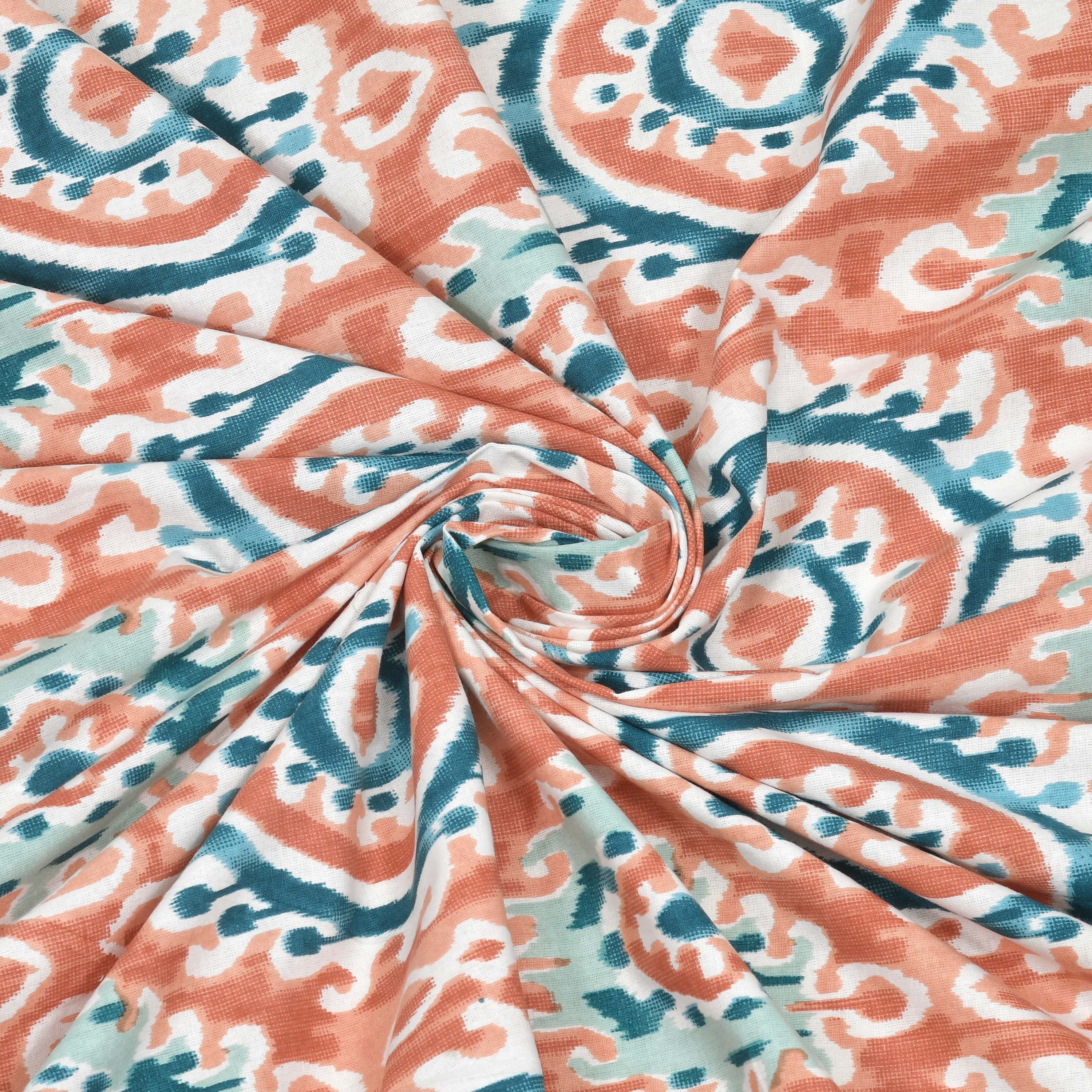 Eklavya Ikat Collection 95x108 Double Bedsheet with Traditional Circular Ikat Motifs & Matching Pillow Covers