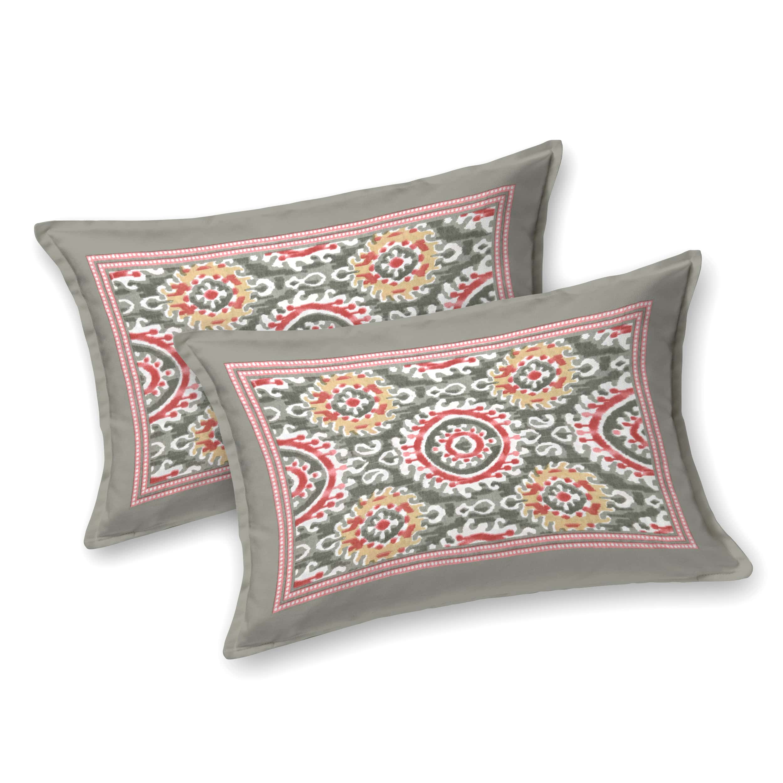 Eklavya Ikat Collection 95x108 Double Bedsheet with Traditional Circular Ikat Motifs & Matching Pillow Covers