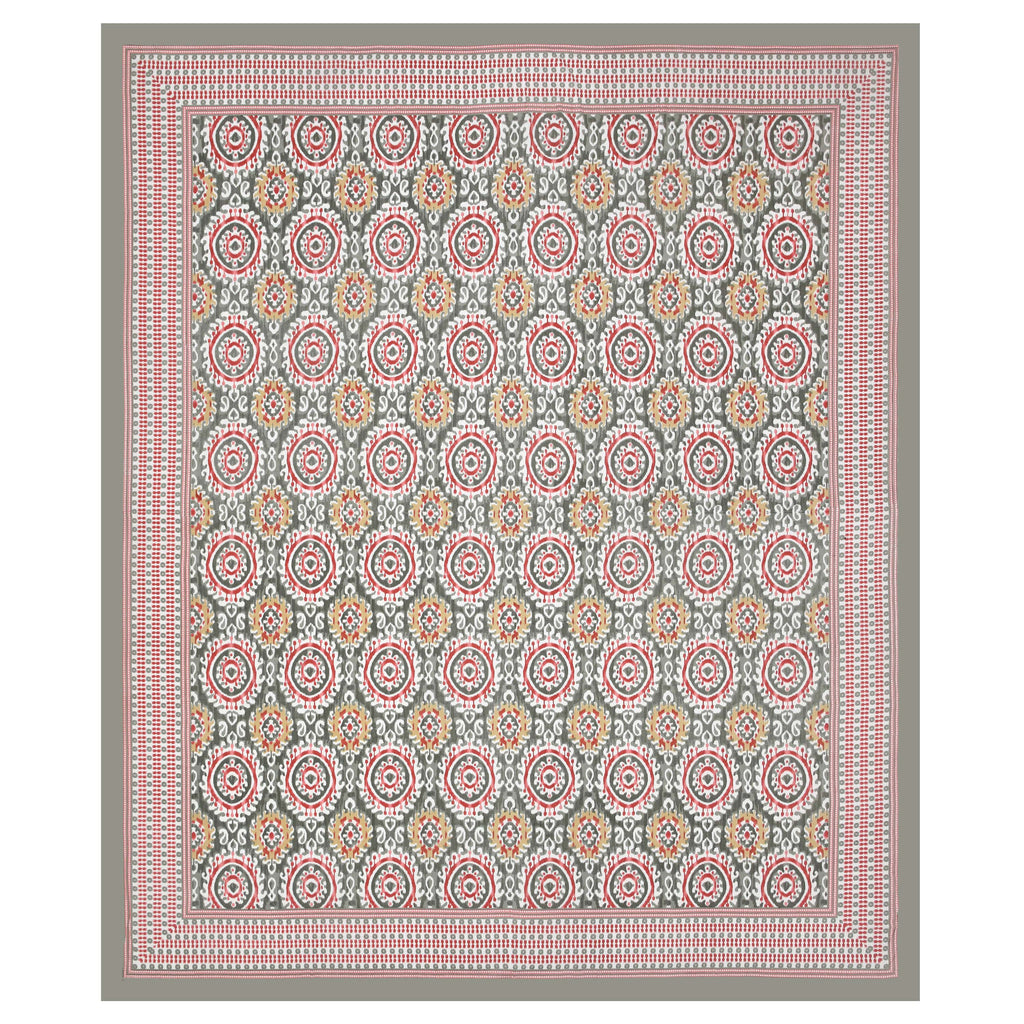 Eklavya Ikat Collection 95x108 Double Bedsheet with Traditional Circular Ikat Motifs & Matching Pillow Covers