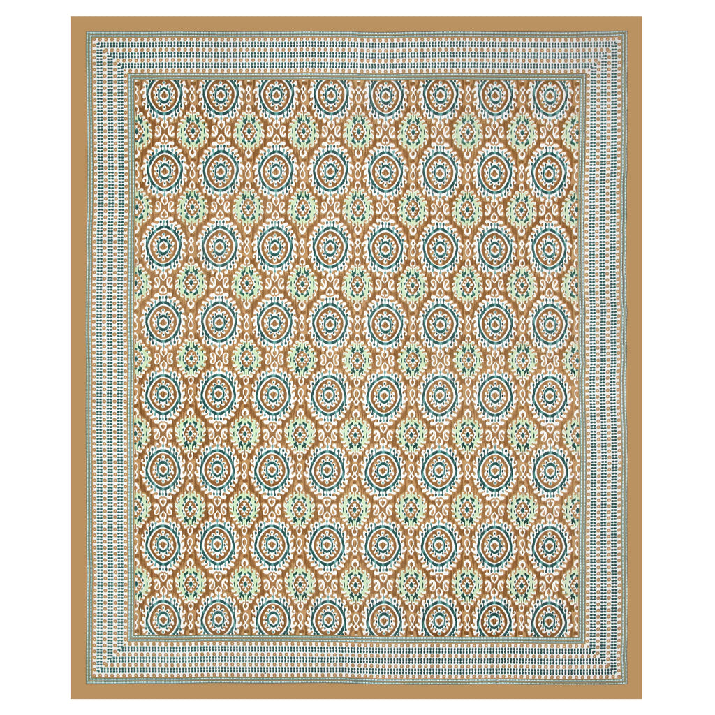 Eklavya Ikat Collection 95x108 Double Bedsheet with Traditional Circular Ikat Motifs & Matching Pillow Covers