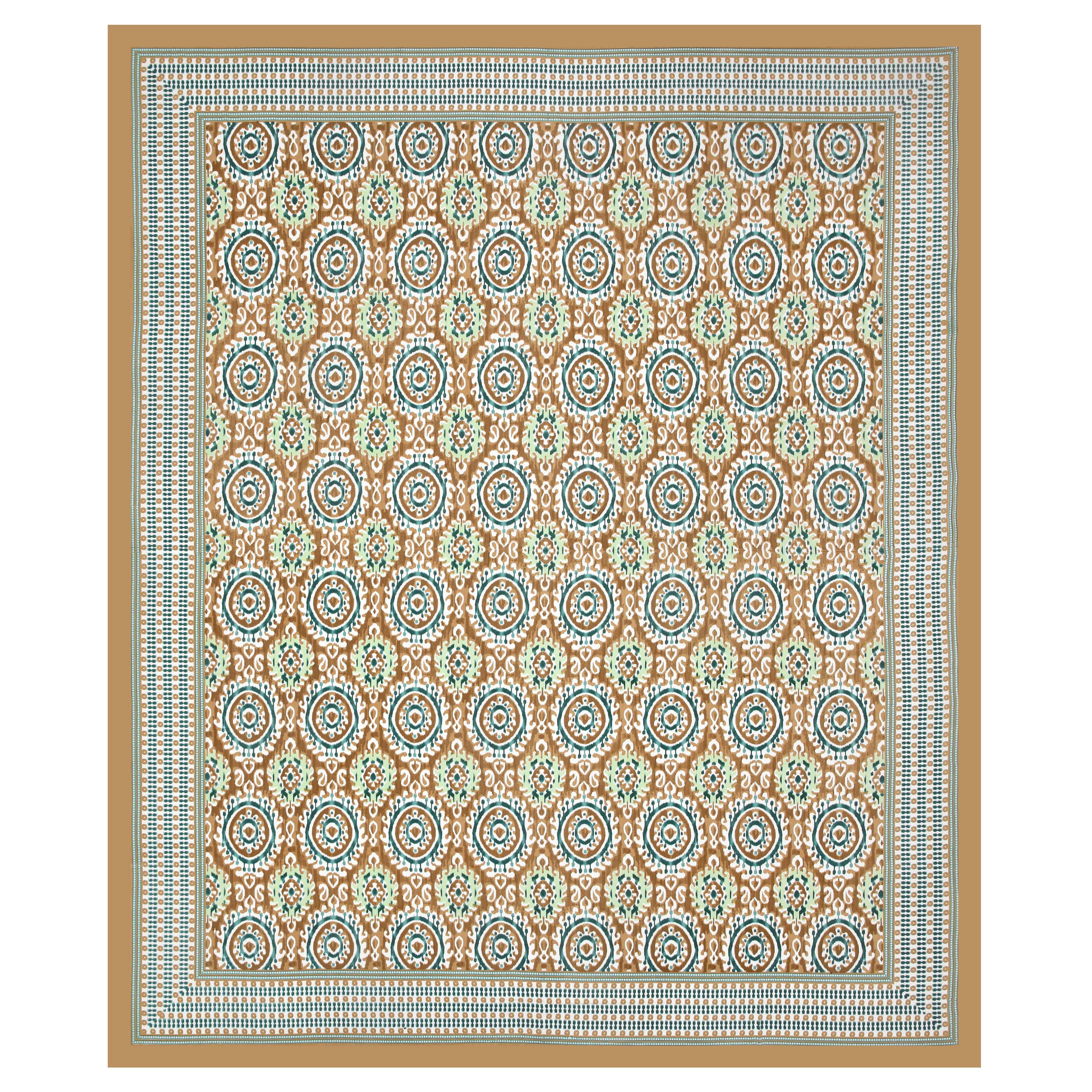 Eklavya Ikat Collection 95x108 Double Bedsheet with Traditional Circular Ikat Motifs & Matching Pillow Covers