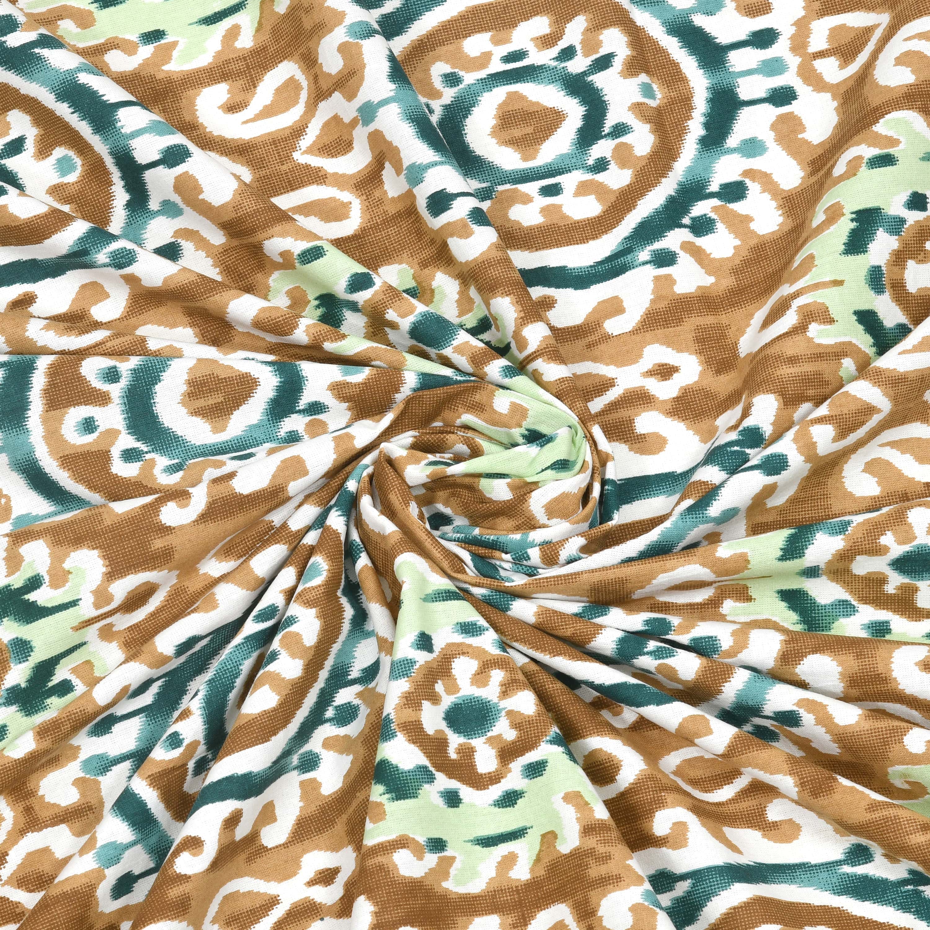 Eklavya Ikat Collection 95x108 Double Bedsheet with Traditional Circular Ikat Motifs & Matching Pillow Covers