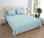 Eklavya Ikat Collection 95x108 Double Bedsheet with Heritage Paisley Ikat Motifs & Matching Pillow Covers