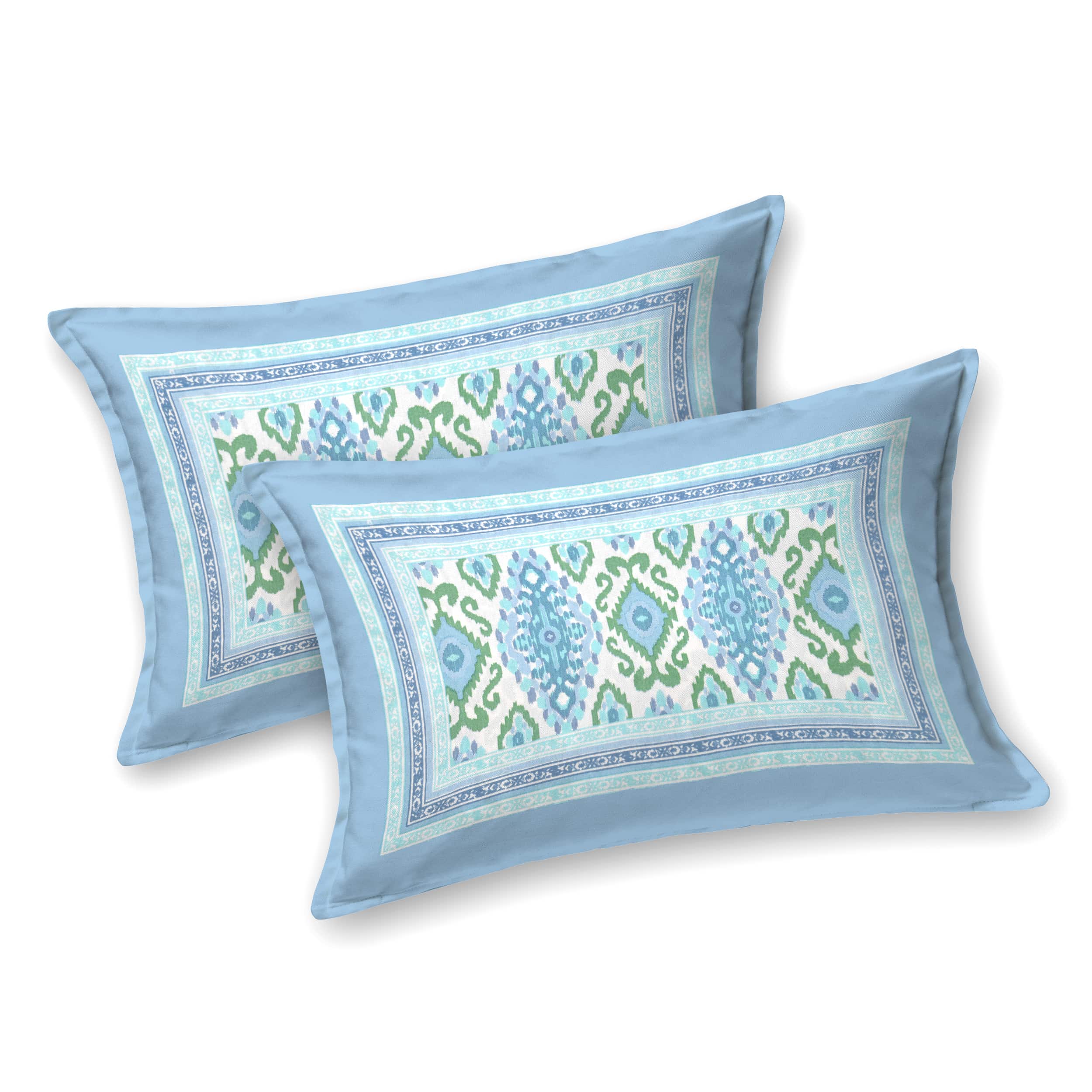Eklavya Ikat Collection 95x108 Double Bedsheet with Heritage Paisley Ikat Motifs & Matching Pillow Covers