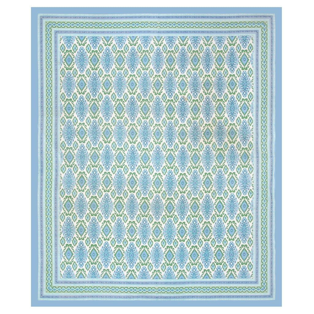 Eklavya Ikat Collection 95x108 Double Bedsheet with Heritage Paisley Ikat Motifs & Matching Pillow Covers