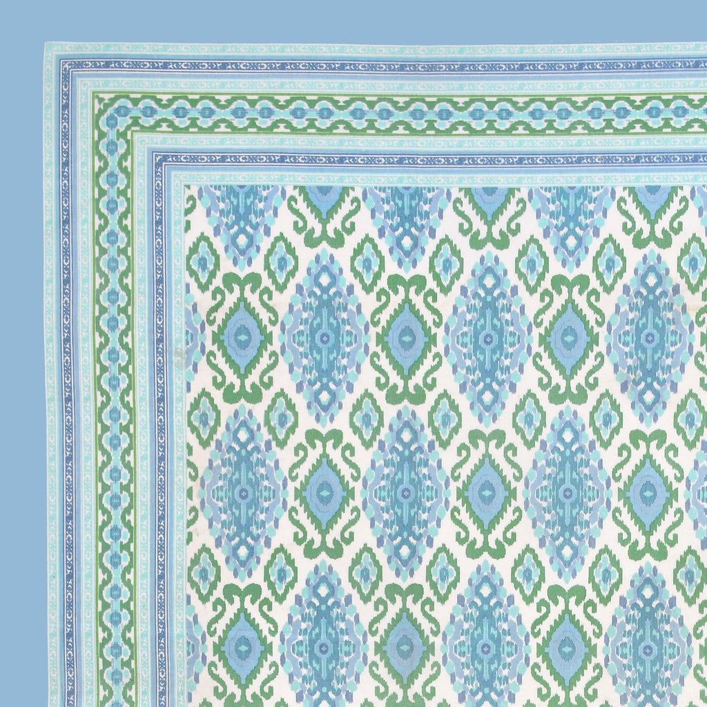 Eklavya Ikat Collection 95x108 Double Bedsheet with Heritage Paisley Ikat Motifs & Matching Pillow Covers