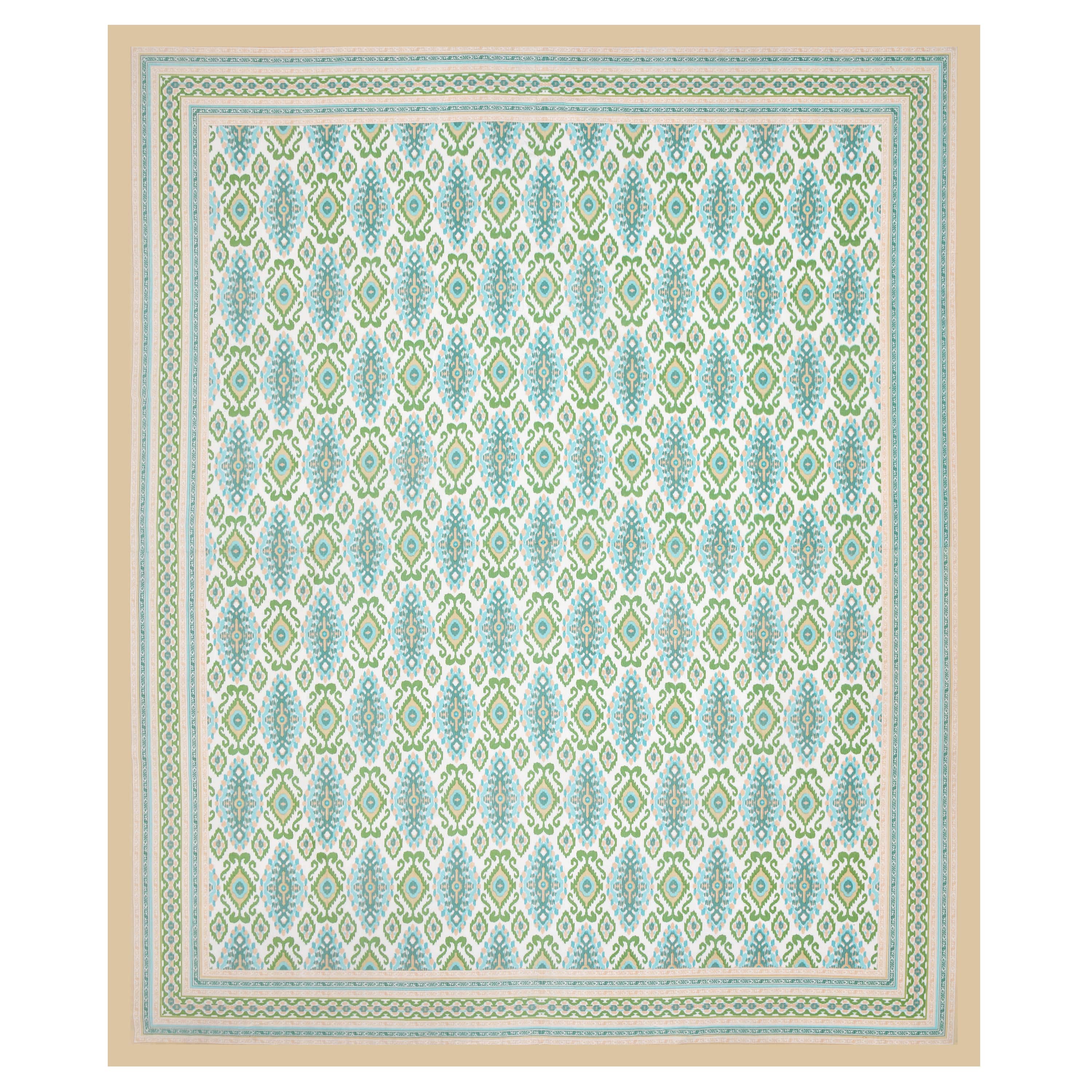 Eklavya Ikat Collection 95x108 Double Bedsheet with Heritage Paisley Ikat Motifs & Matching Pillow Covers