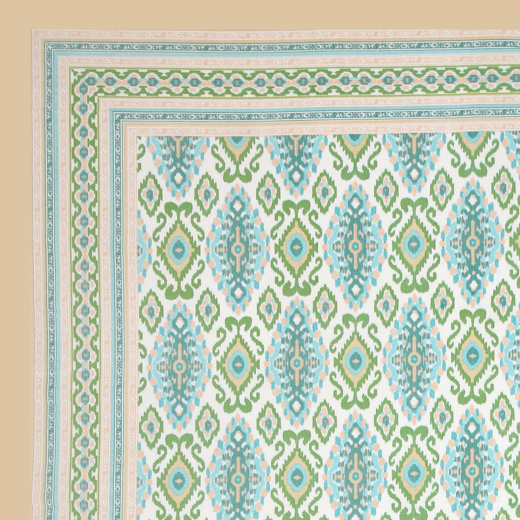 Eklavya Ikat Collection 95x108 Double Bedsheet with Heritage Paisley Ikat Motifs & Matching Pillow Covers