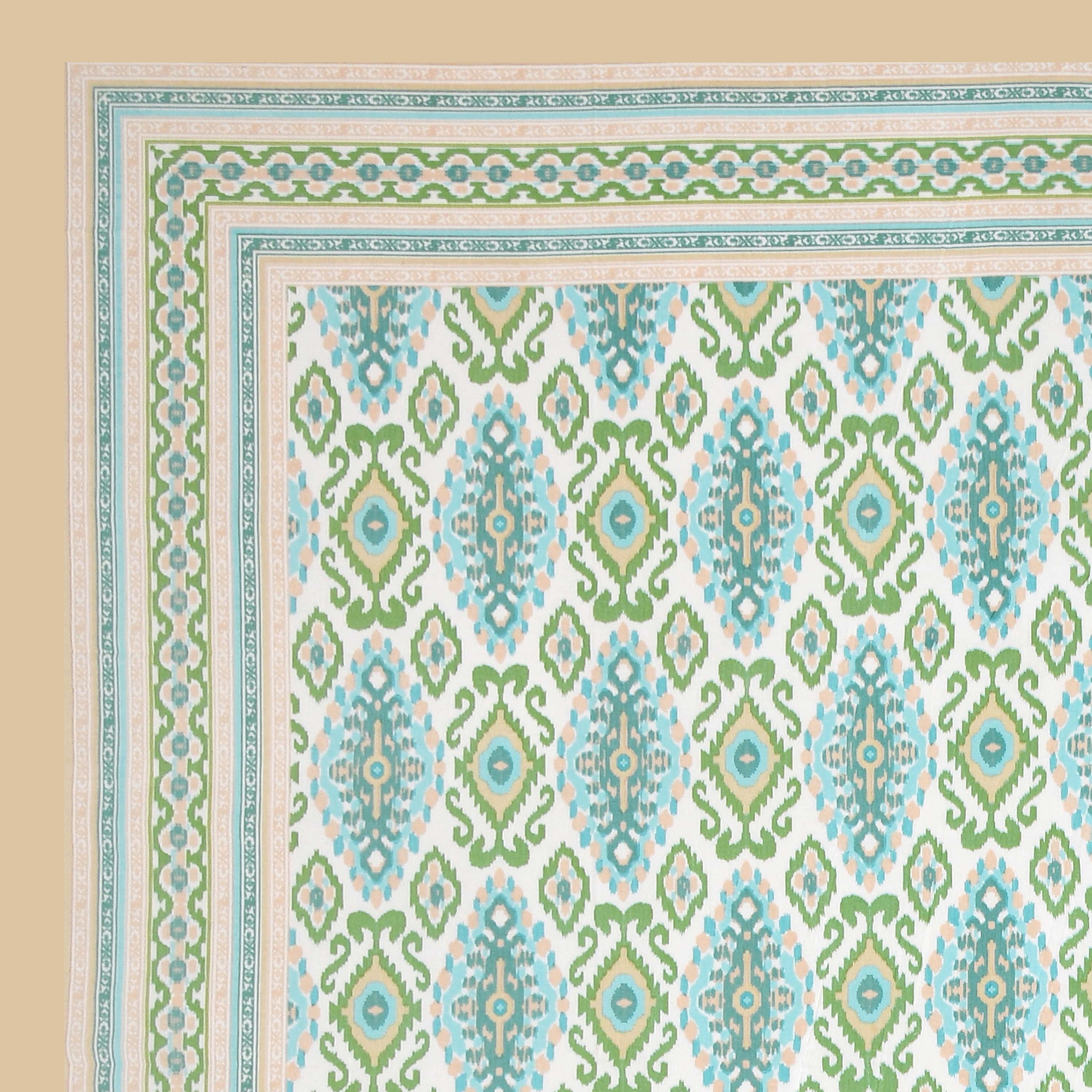 Eklavya Ikat Collection 95x108 Double Bedsheet with Heritage Paisley Ikat Motifs & Matching Pillow Covers