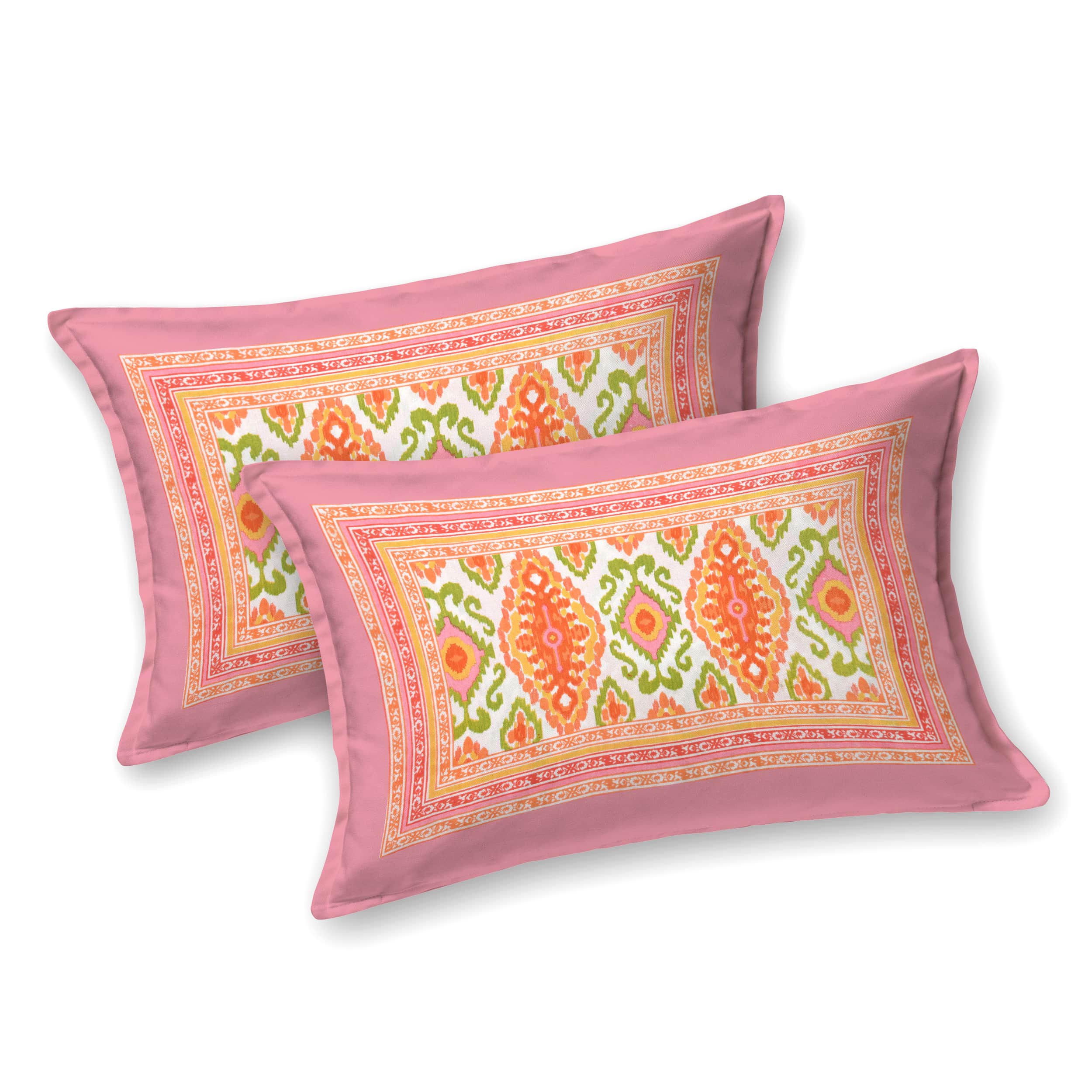 Eklavya Ikat Collection 95x108 Double Bedsheet with Heritage Paisley Ikat Motifs & Matching Pillow Covers
