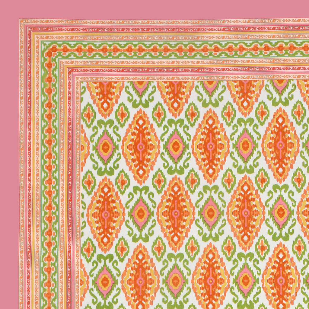 Eklavya Ikat Collection 95x108 Double Bedsheet with Heritage Paisley Ikat Motifs & Matching Pillow Covers