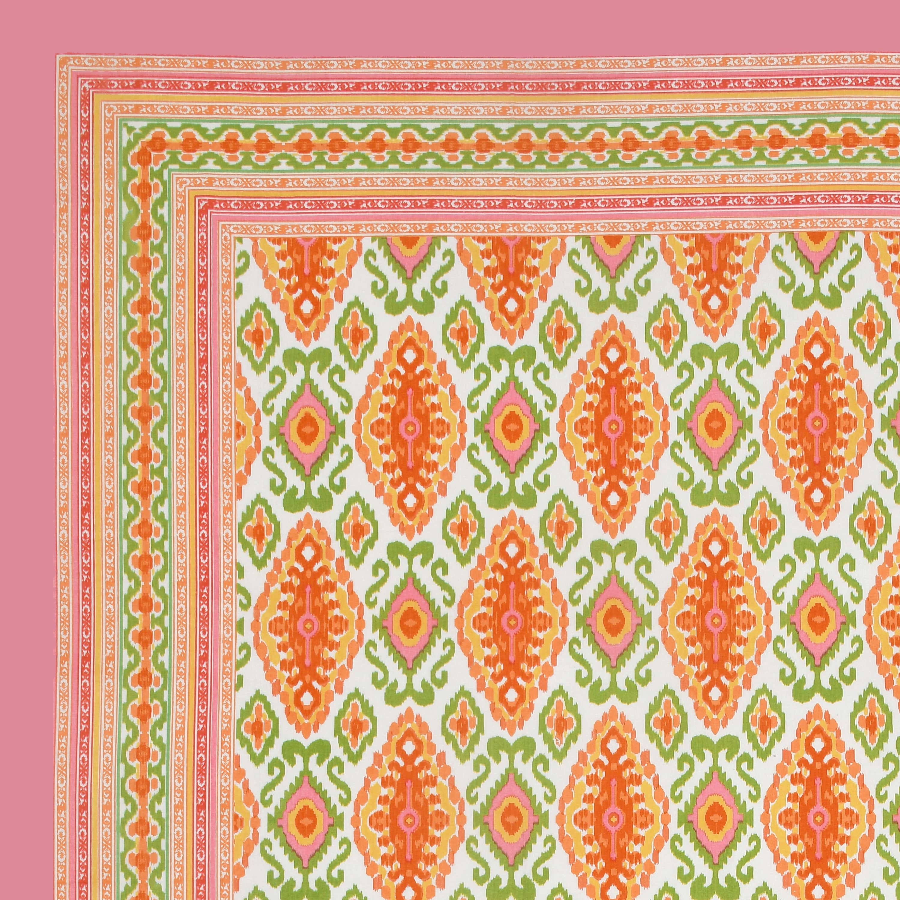 Eklavya Ikat Collection 95x108 Double Bedsheet with Heritage Paisley Ikat Motifs & Matching Pillow Covers