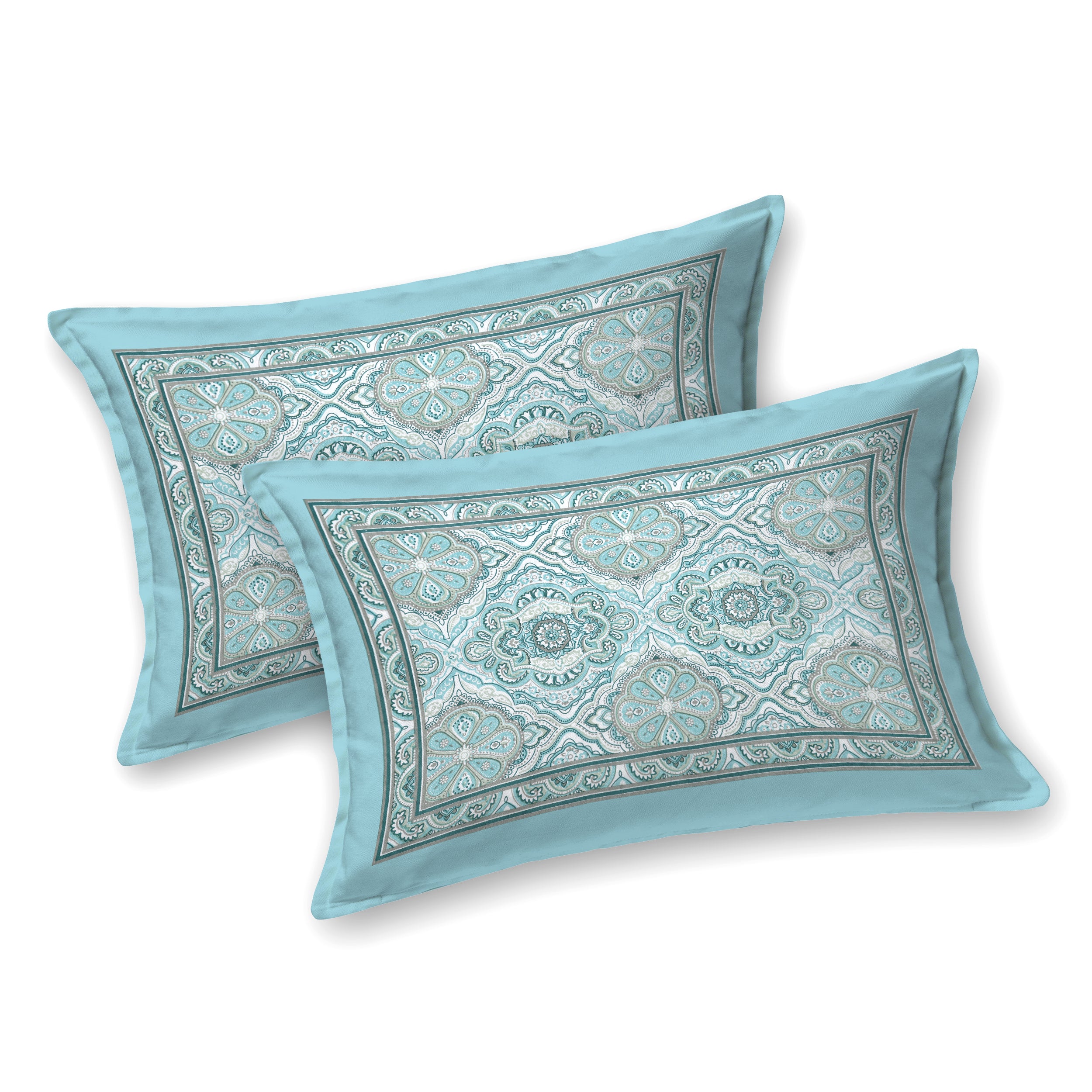Eklavya Ikat Collection 95x108 Double Bedsheet with Geometric Floral Diamond Patterns & Pillow Covers