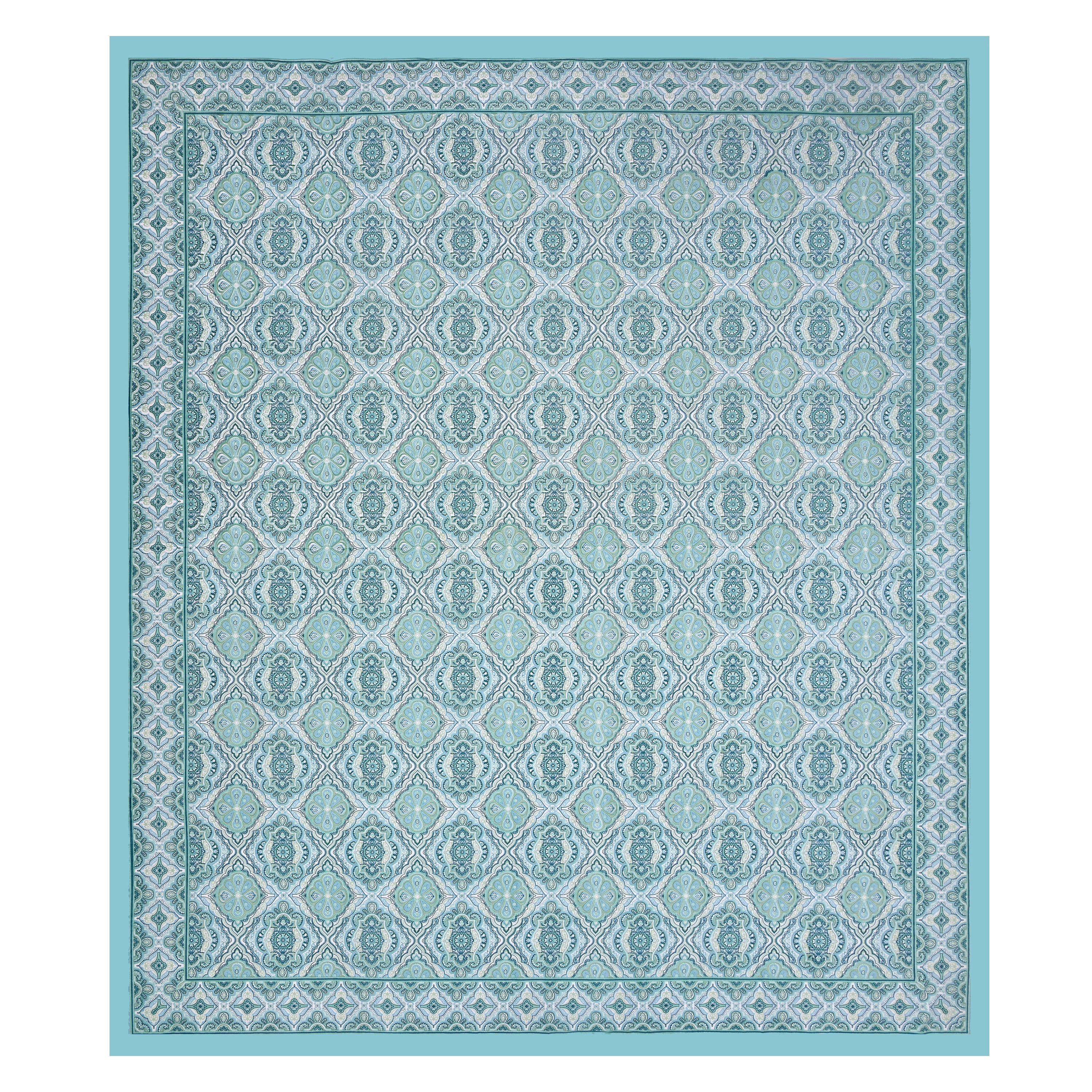 Eklavya Ikat Collection 95x108 Double Bedsheet with Geometric Floral Diamond Patterns & Pillow Covers